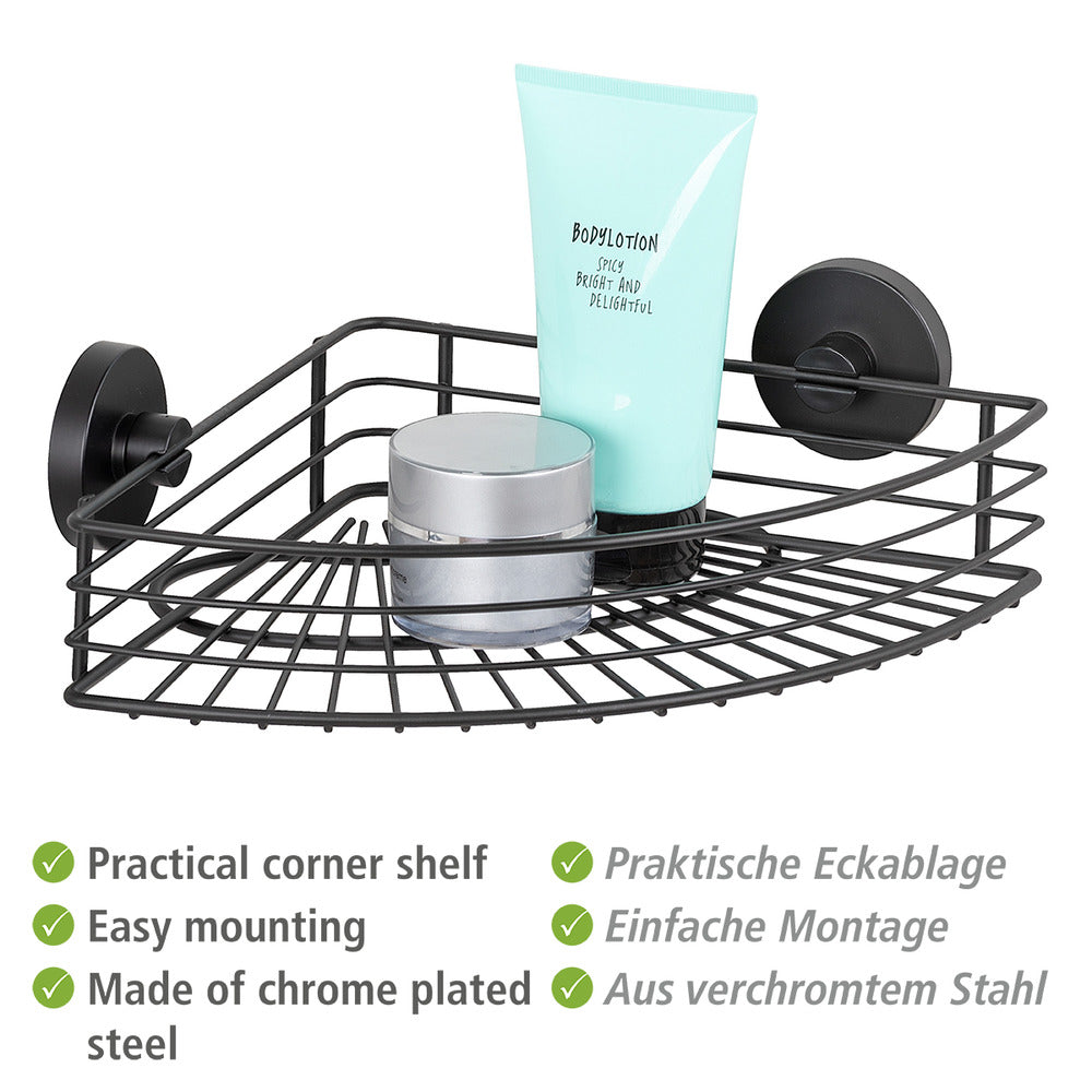 Hjørnehylle Vacuum-Loc® Bari svart metall detalj