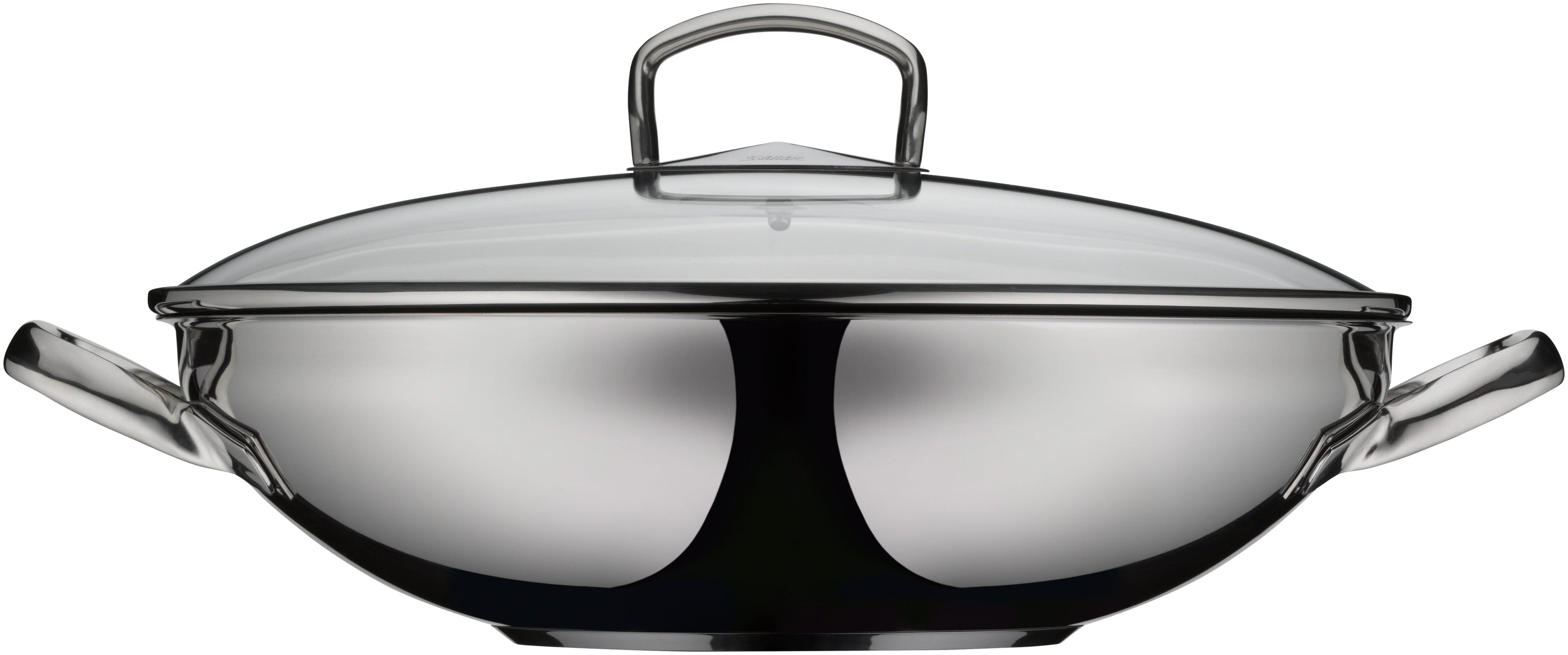 Hong Kong wok 36 cm non-stick keramikk rustfritt stål glasslokk nærbilde