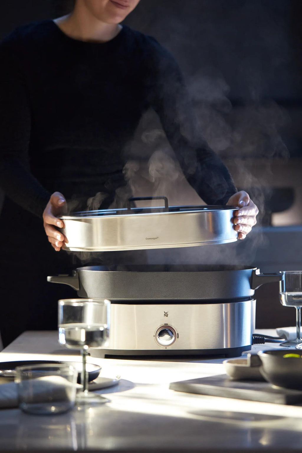 Oval dampkurv til Hot pot og dampkoker med non-stick og tilbehør - WMF Lono