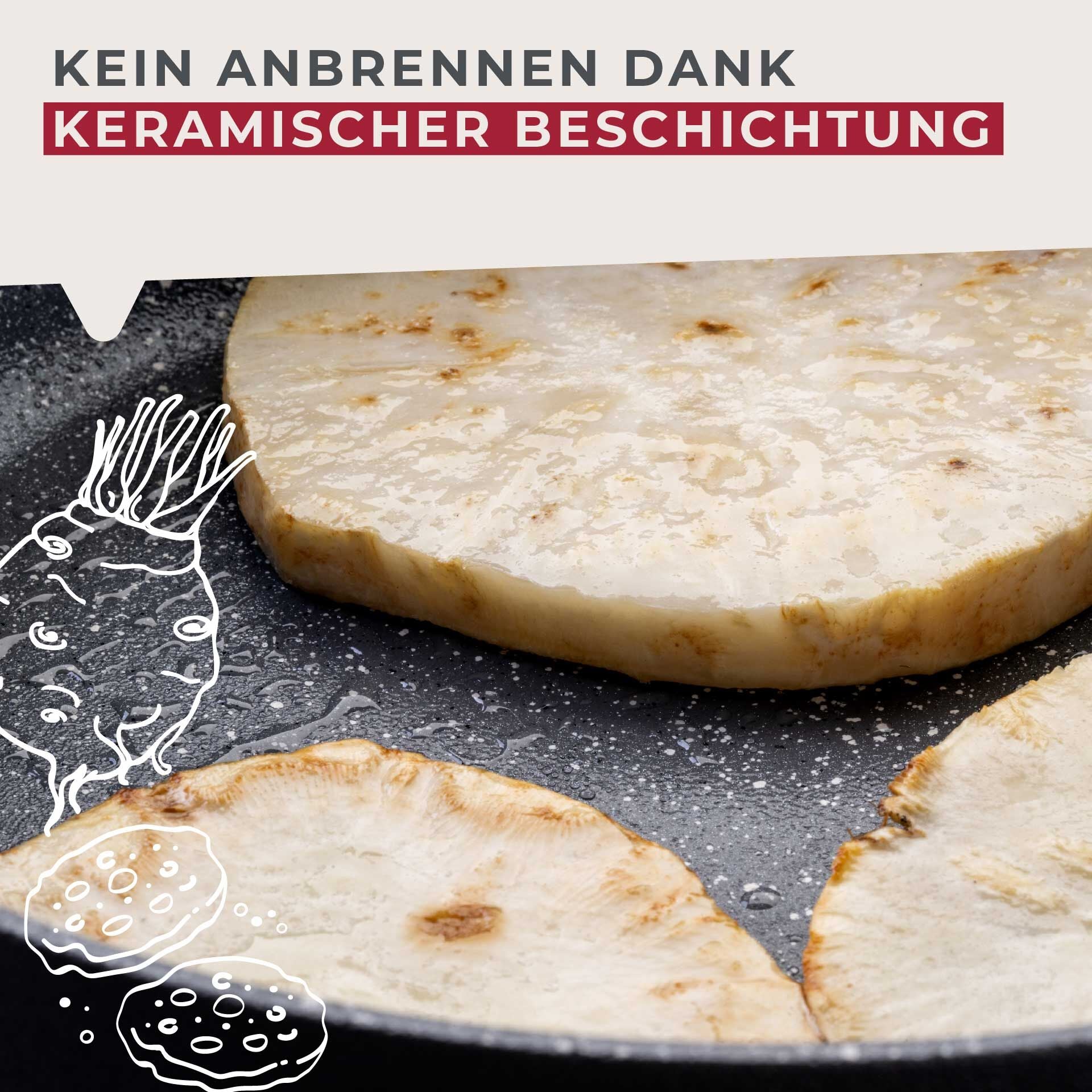 Høykantpanne keramikk non-stick Ø28 cm Cosmo - Fackelmann montert på kokeplate