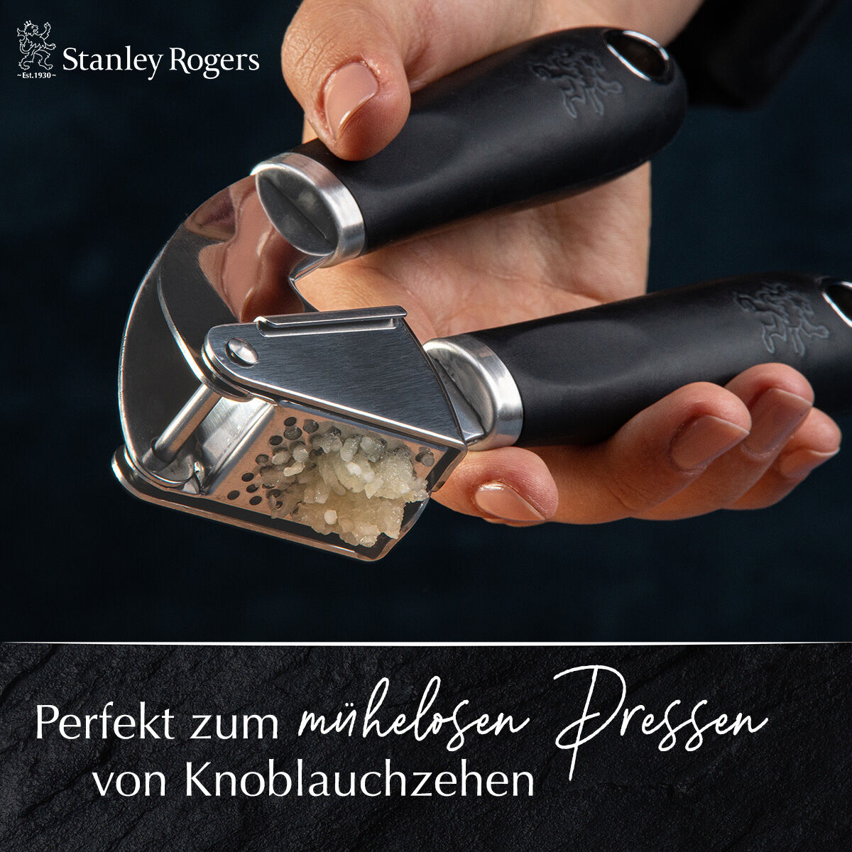 Hvitløkspresse 19 cm rustfritt stål soft-touch - Stanley Rogers i kjøkkenmiljø