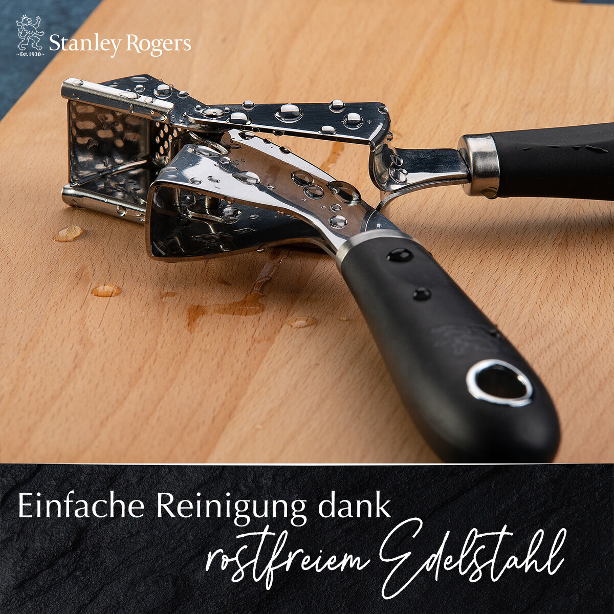 Pakket Hvitløkspresse 19 cm rustfritt stål soft-touch - Stanley Rogers klar for salg