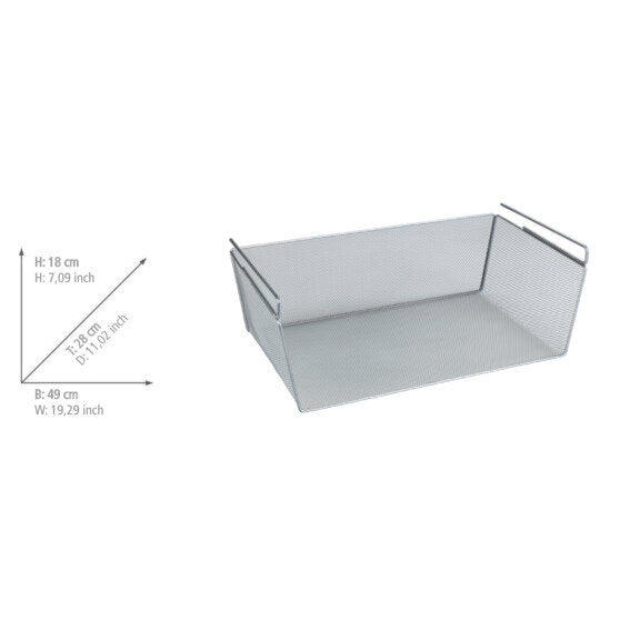 Montert Hyllekurv metall L 49×18×28 cm sølvfarget i hylle