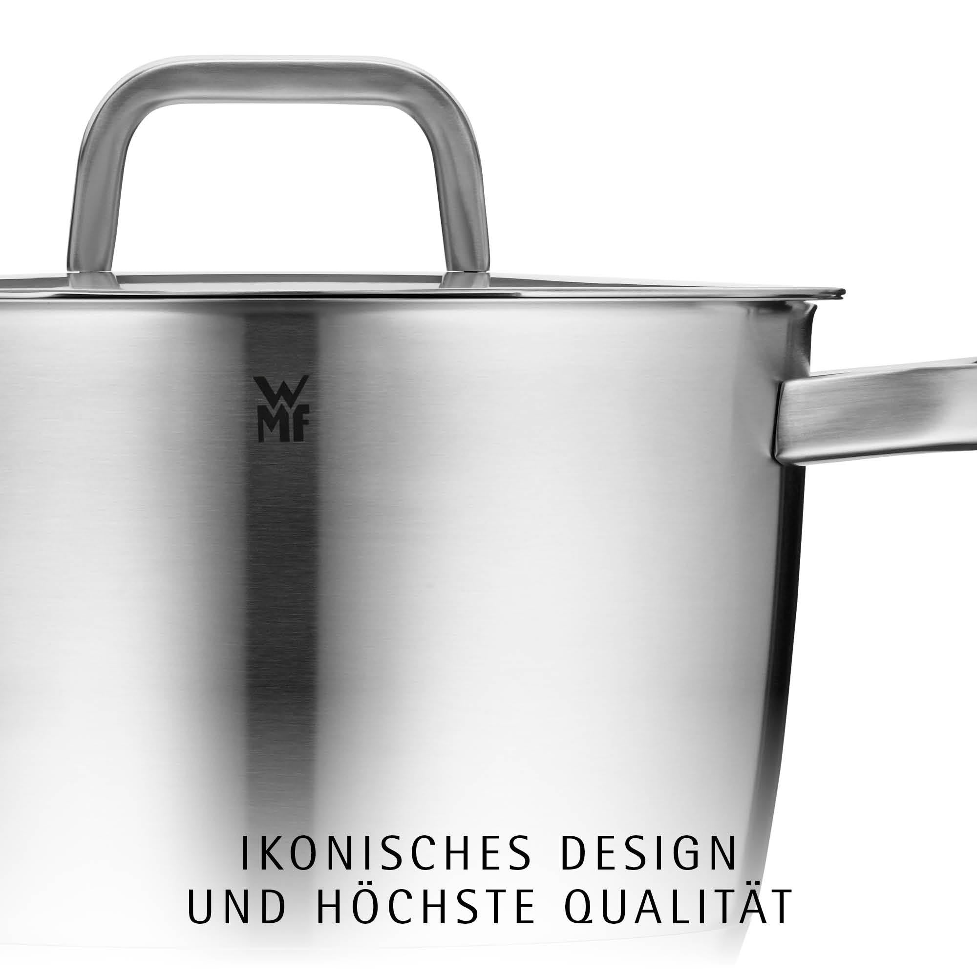 Iconic gryte med lokk 22 cm rustfritt stål WMF logo detalj