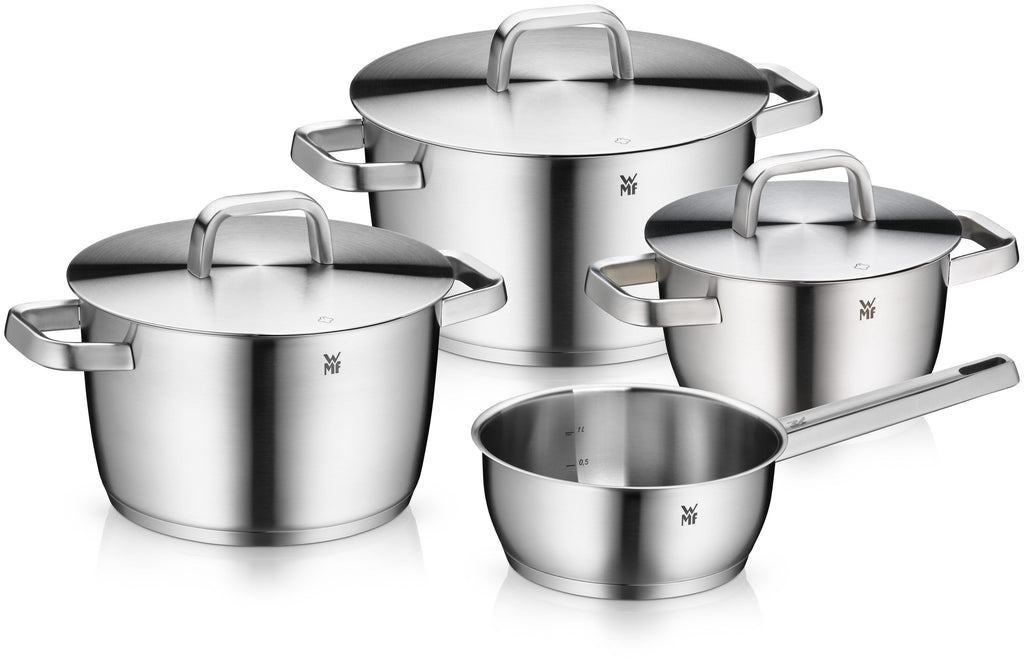 Iconic grytesett 4-delt rustfritt stål induksjon forfra
