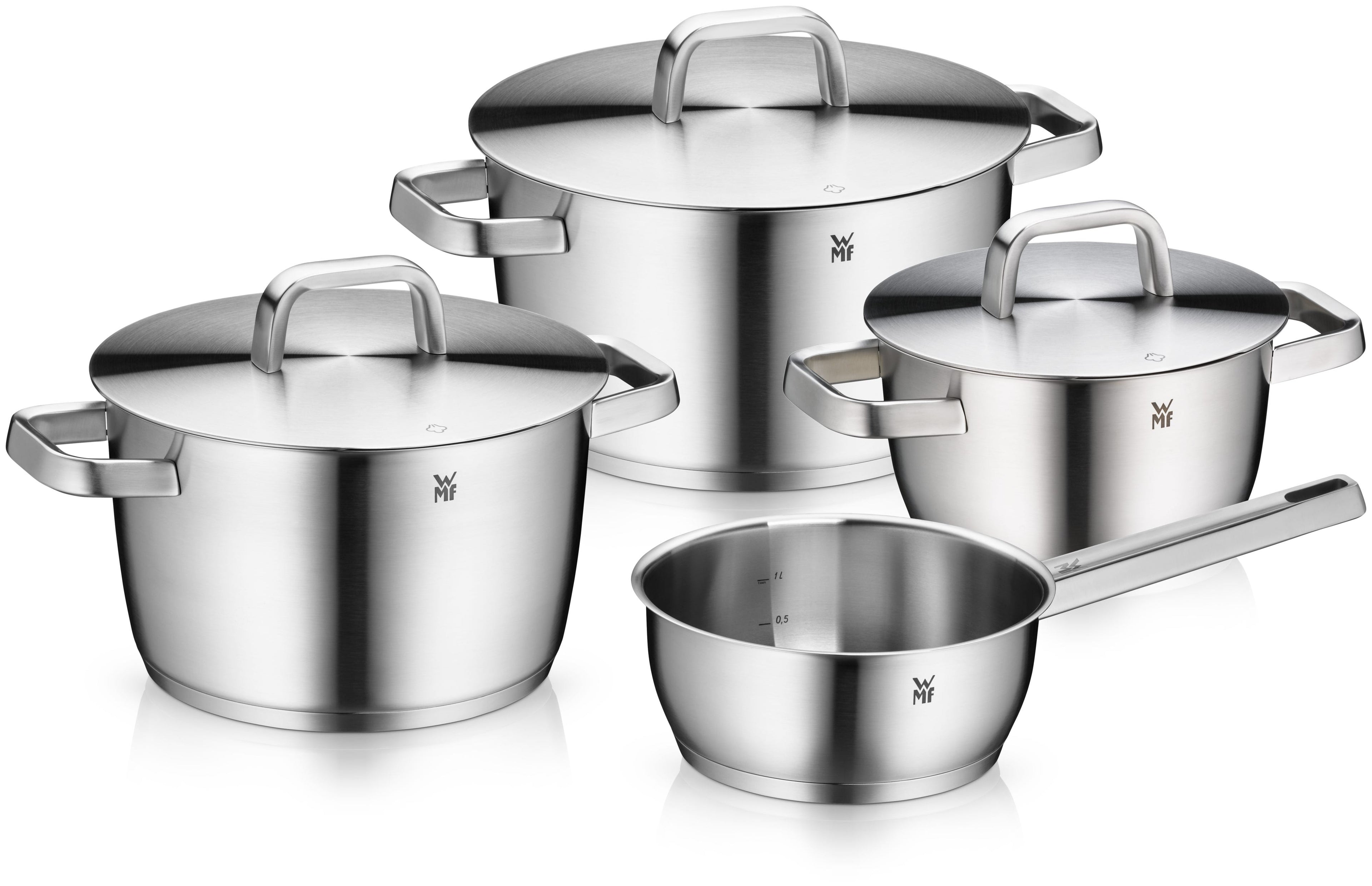 Iconic grytesett 4-delt rustfritt stål induksjon forfra