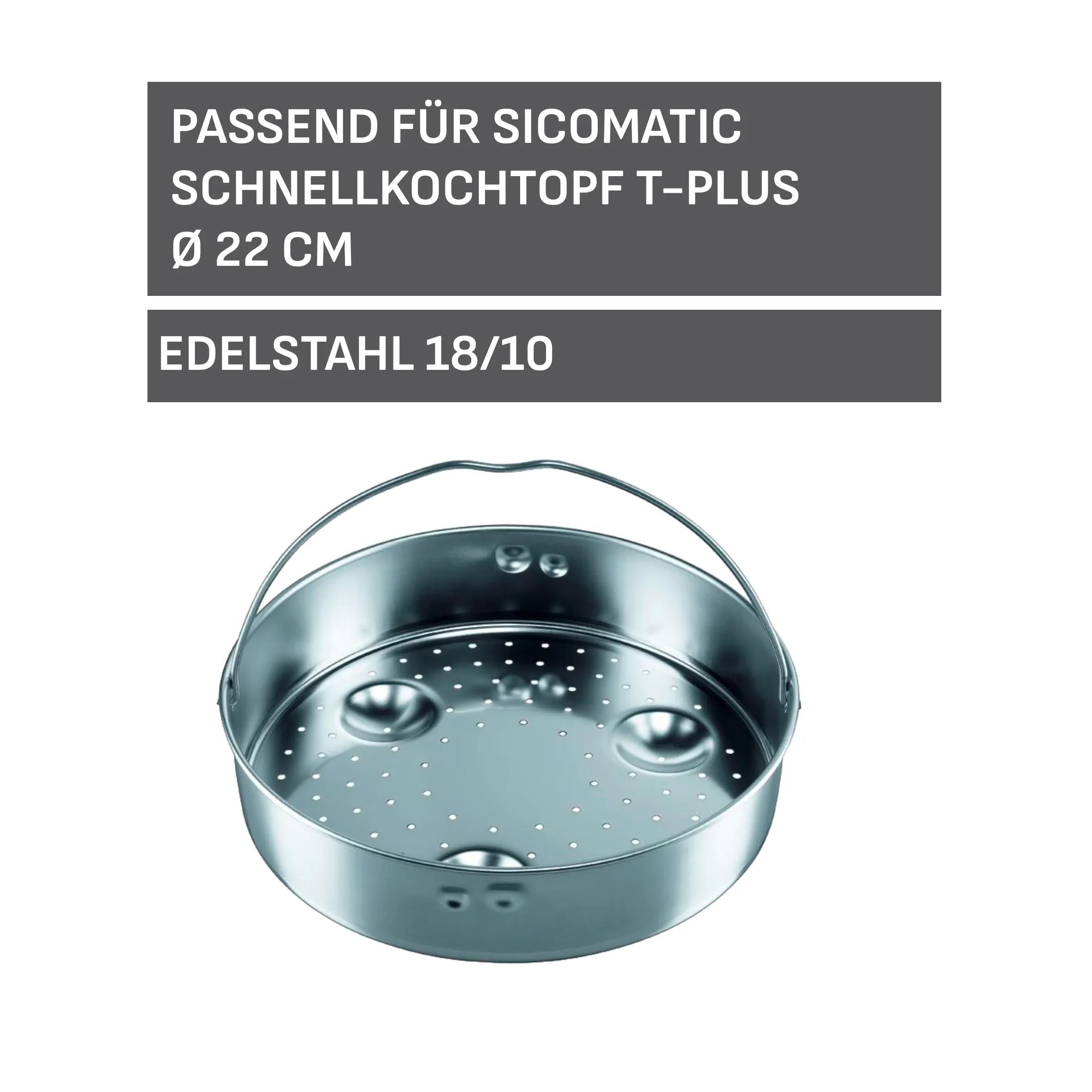 Nærbilde av perforering på Innsats rustfritt stål perforert 22 cm for trykkkoker - Silit