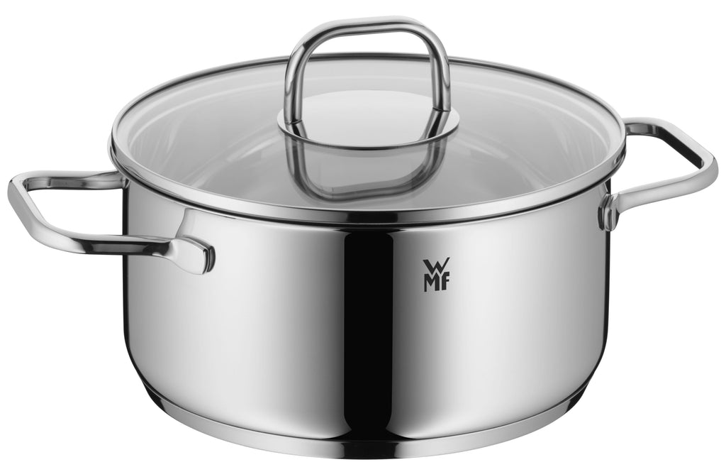 Inspiration gryte med lokk 20 cm rustfritt stål induksjon forfra