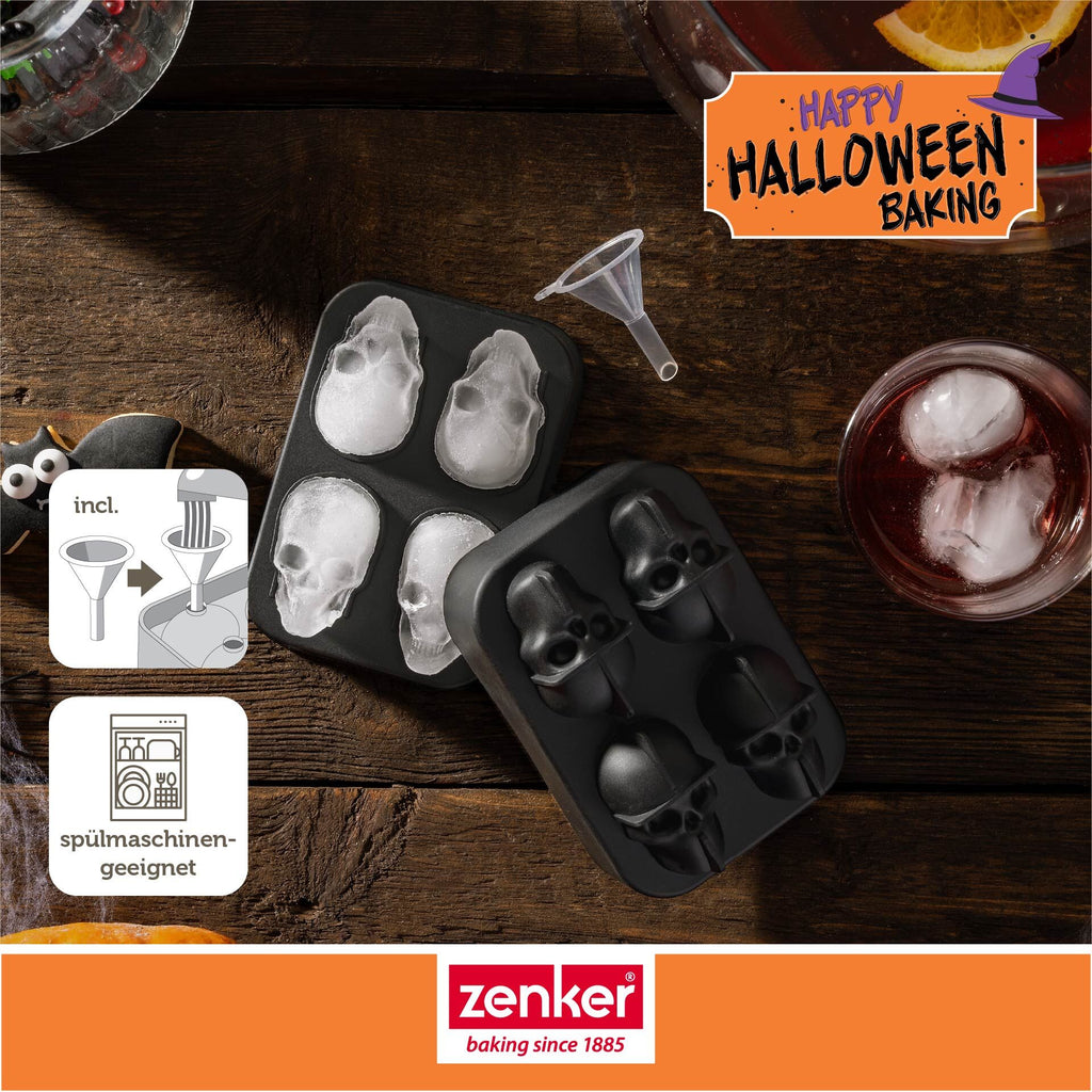 Iskubittform hodeskalle silikon 4-delt halloween - Zenker montert