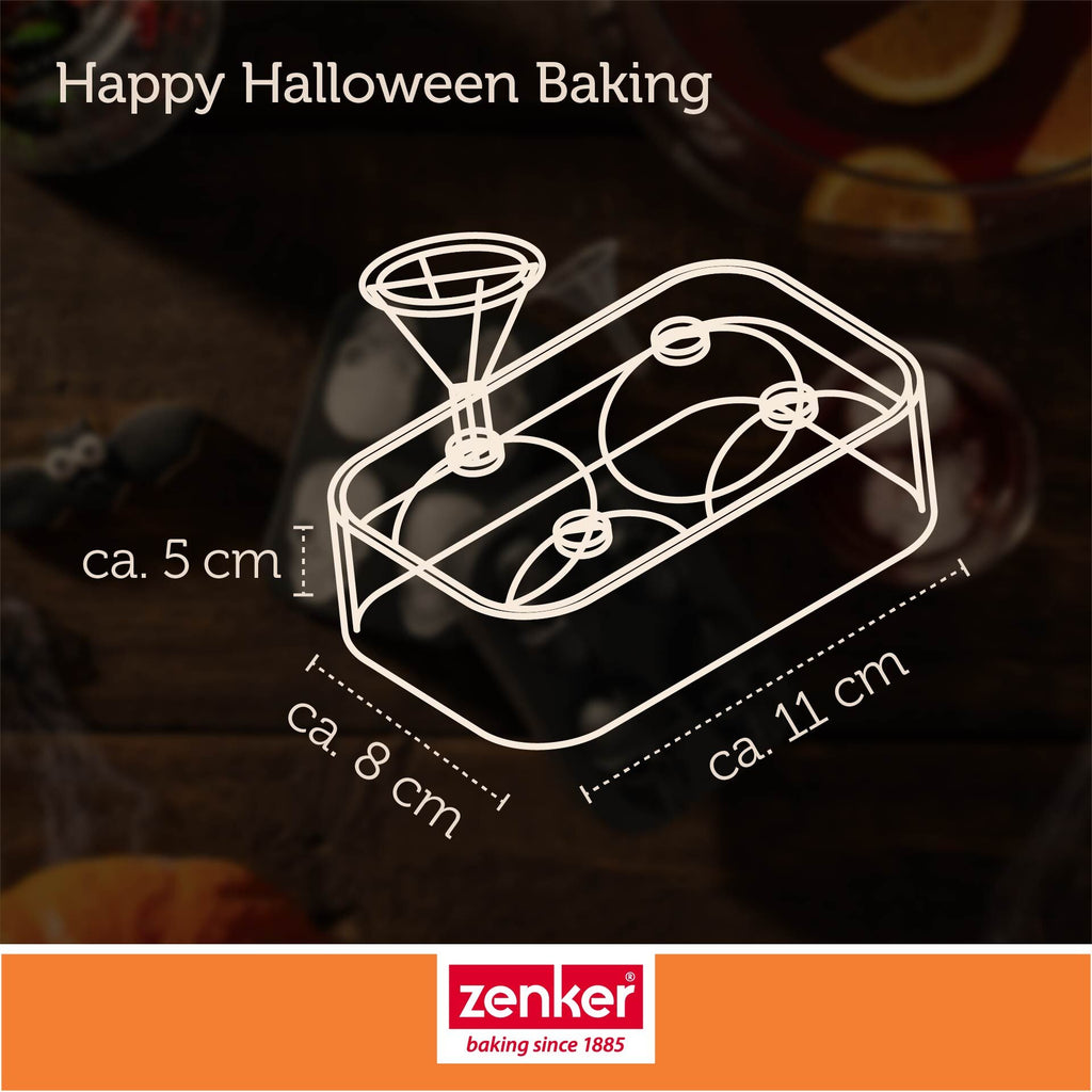Iskubittform hodeskalle silikon 4-delt halloween - Zenker med fylletrakt