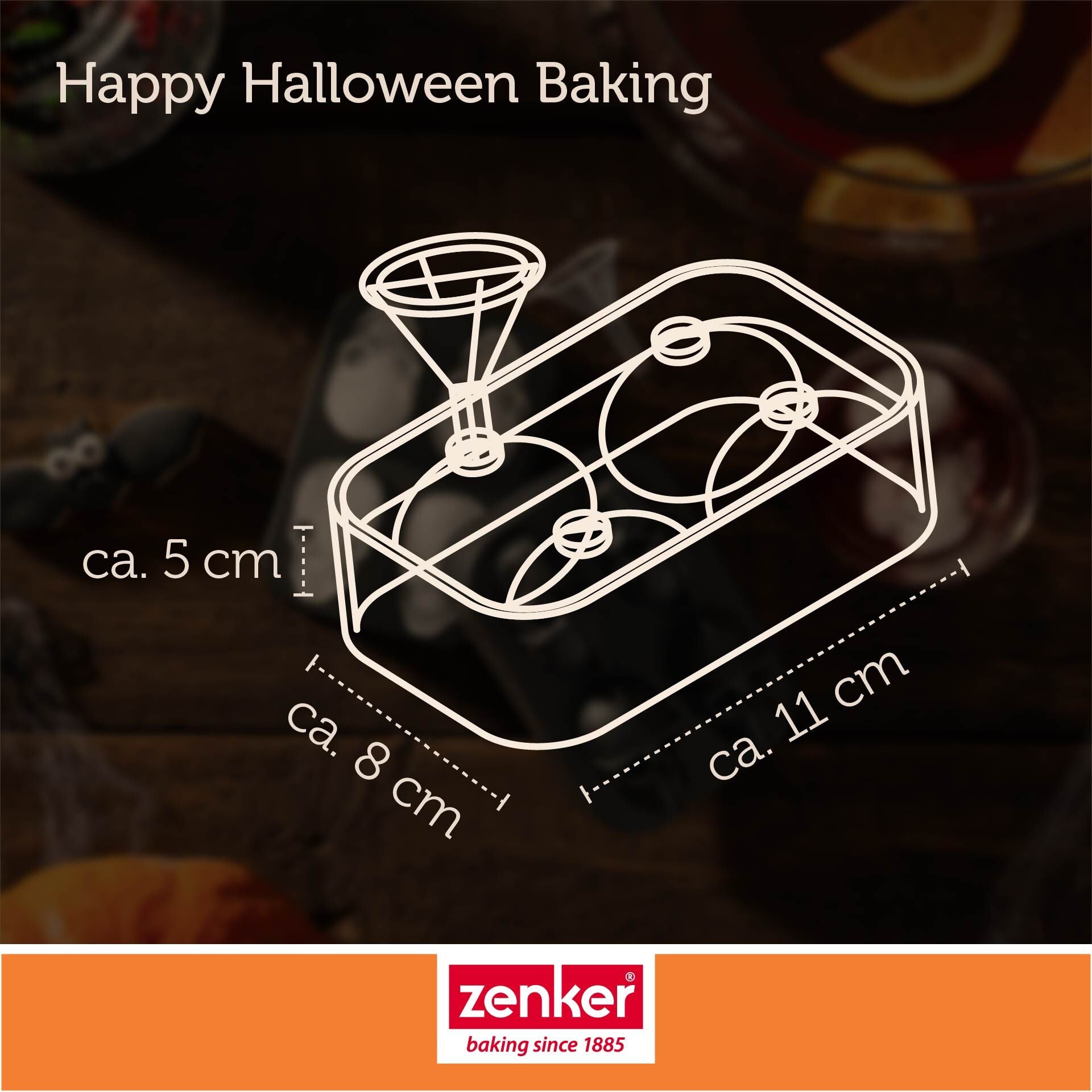 Iskubittform hodeskalle silikon 4-delt halloween - Zenker med fylletrakt