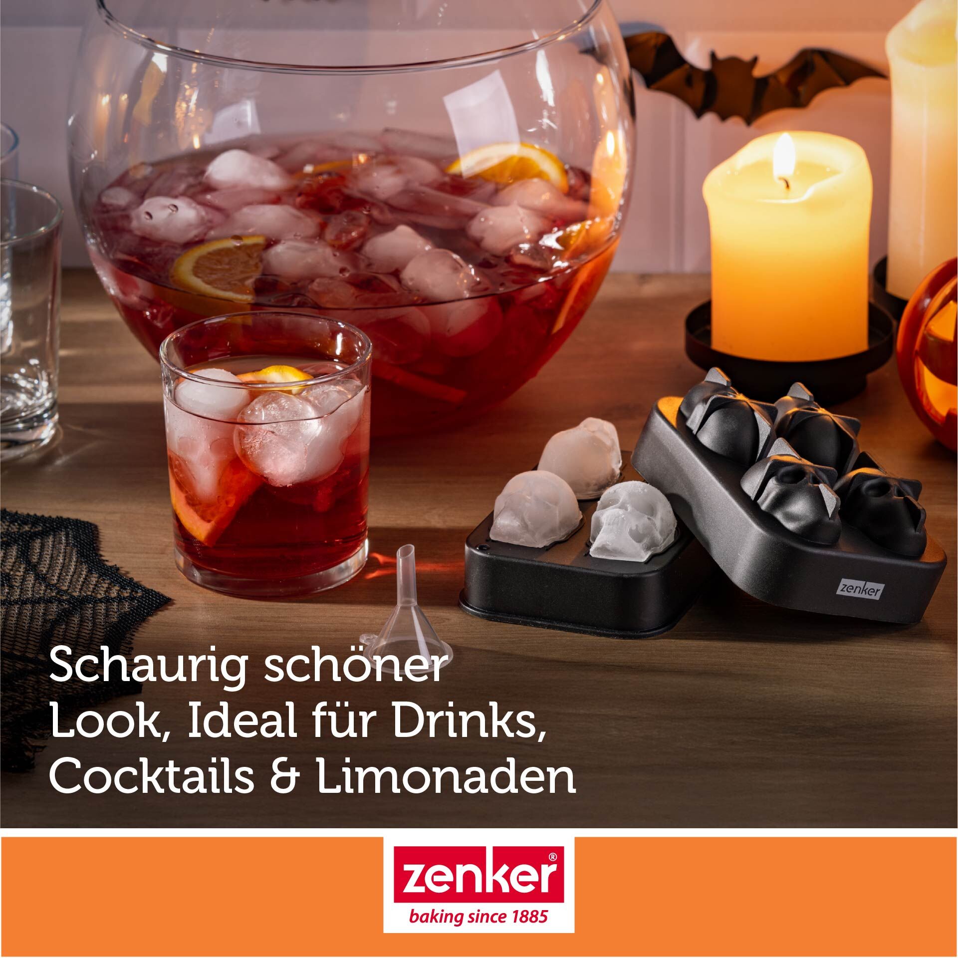 Iskubittform hodeskalle silikon 4-delt halloween - Zenker pakket