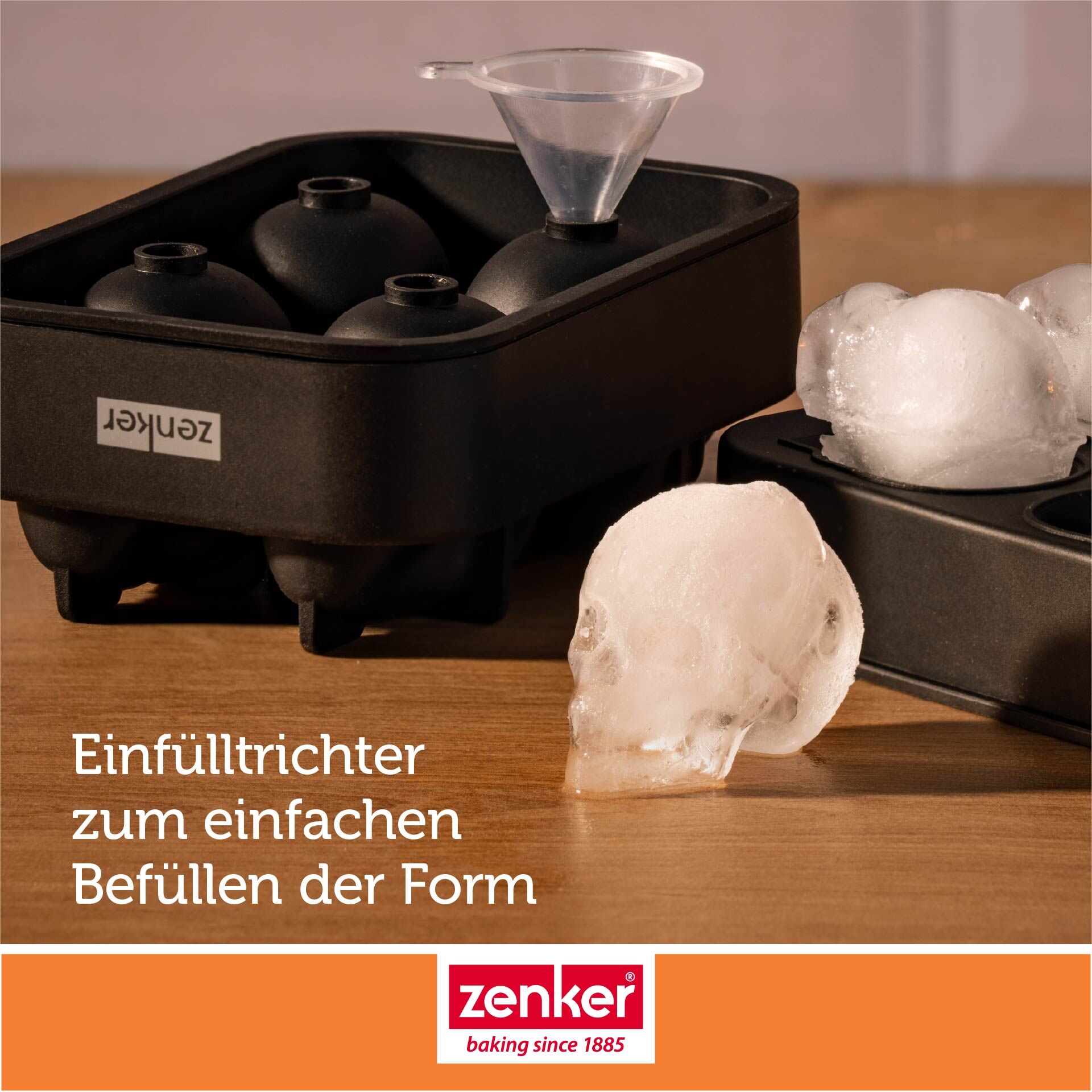 Iskubittform hodeskalle silikon 4-delt halloween - Zenker detalj av silikon
