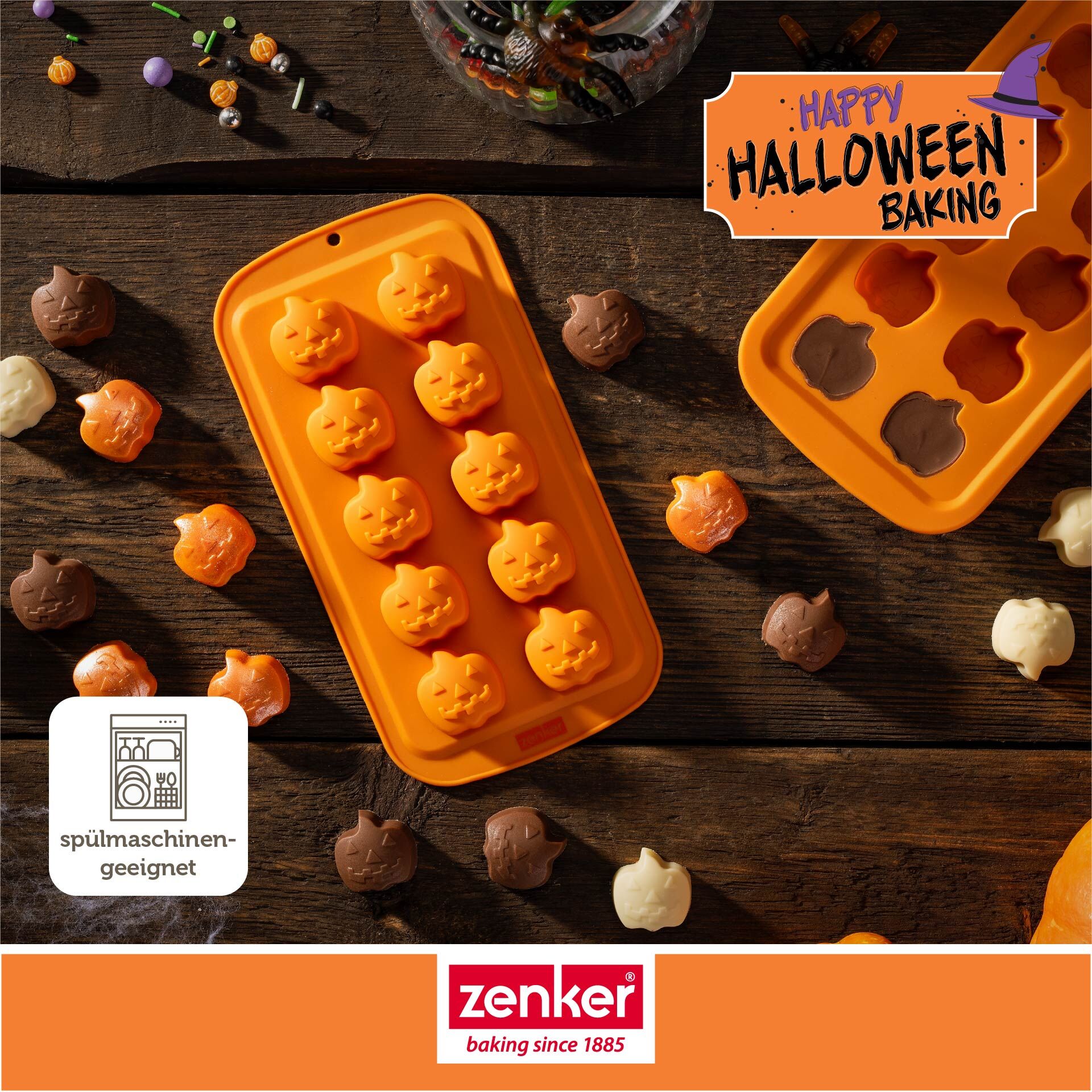 Iskubittform mini-gresskar silikon 10 former halloween - Zenker montert i fryser
