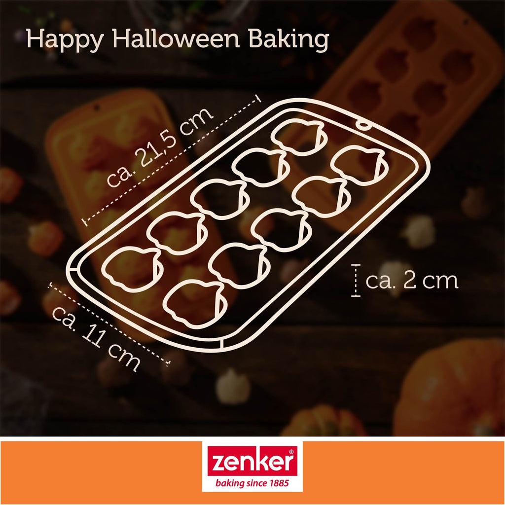 Iskubittform mini-gresskar silikon 10 former halloween - Zenker i bruk med sjokolade