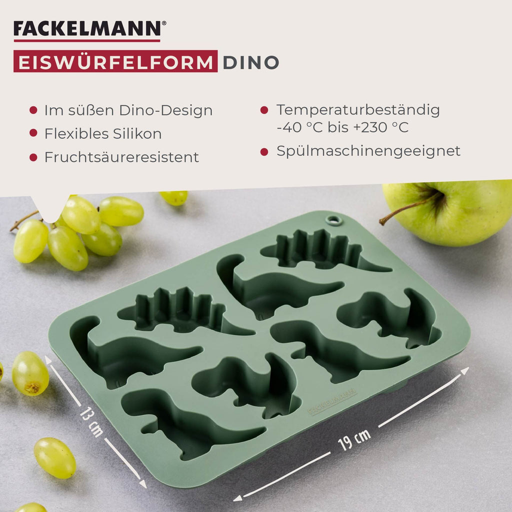 Nærbilde av iskubittform silikon dino-design 19x12,5 cm