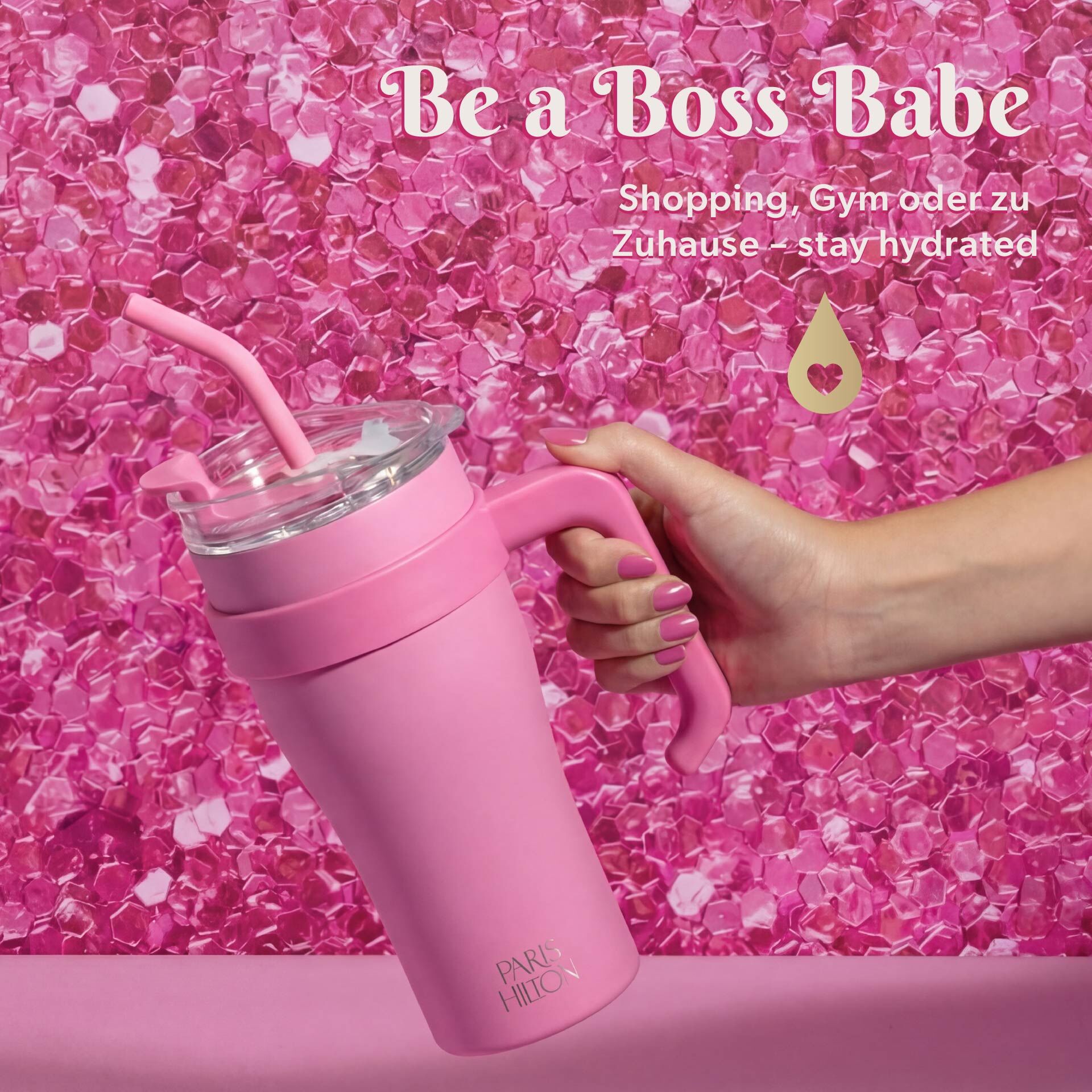 Isolert drikkebeger rosa 850 ml rustfritt stål Paris Hilton helhetlig bilde