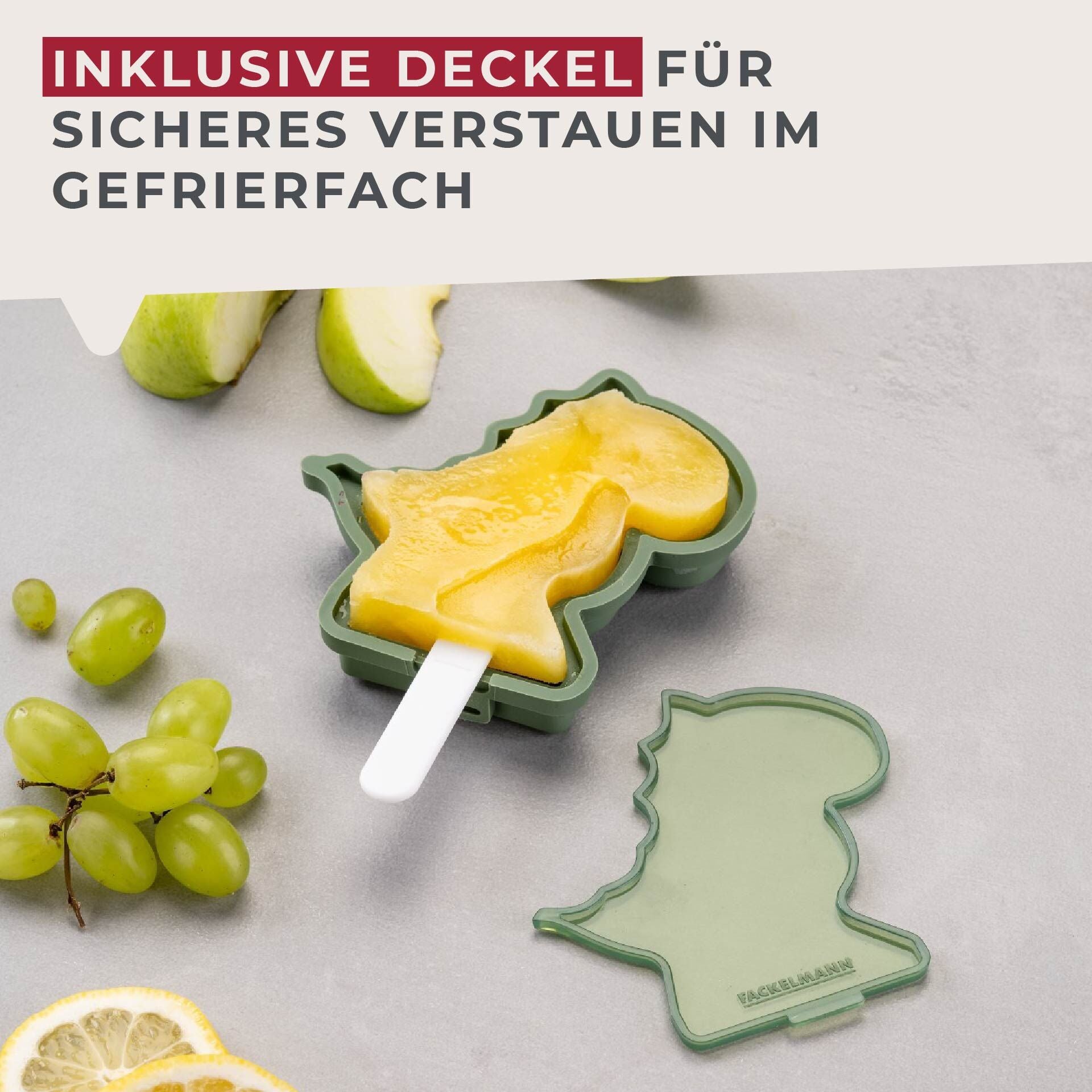 Nærbilde av dinosaur-mønster på ispinneform silikon 15x11 cm