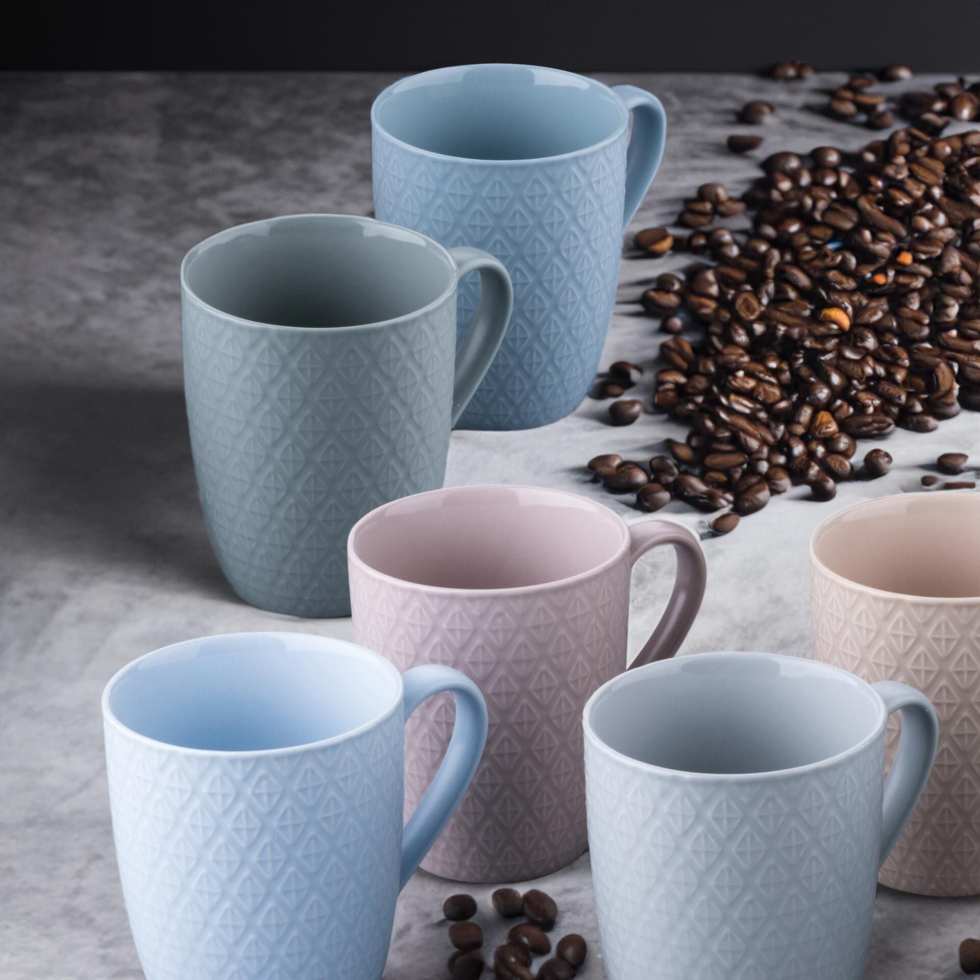 Kaffekopper flerfarget 340 ml 6-delt sett Stanley Rogers bakside