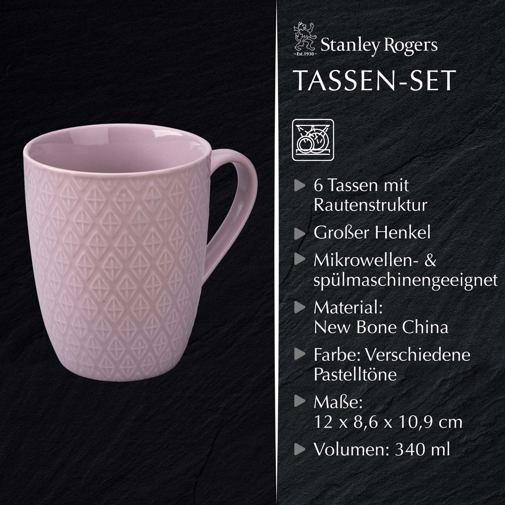 Kaffekopper flerfarget 340 ml 6-delt sett Stanley Rogers nærbilde