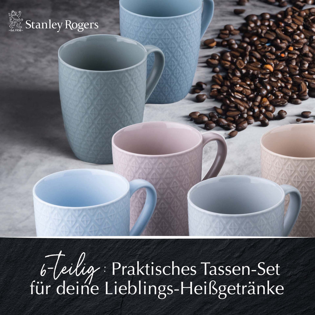Kaffekopper flerfarget 340 ml 6-delt sett Stanley Rogers side