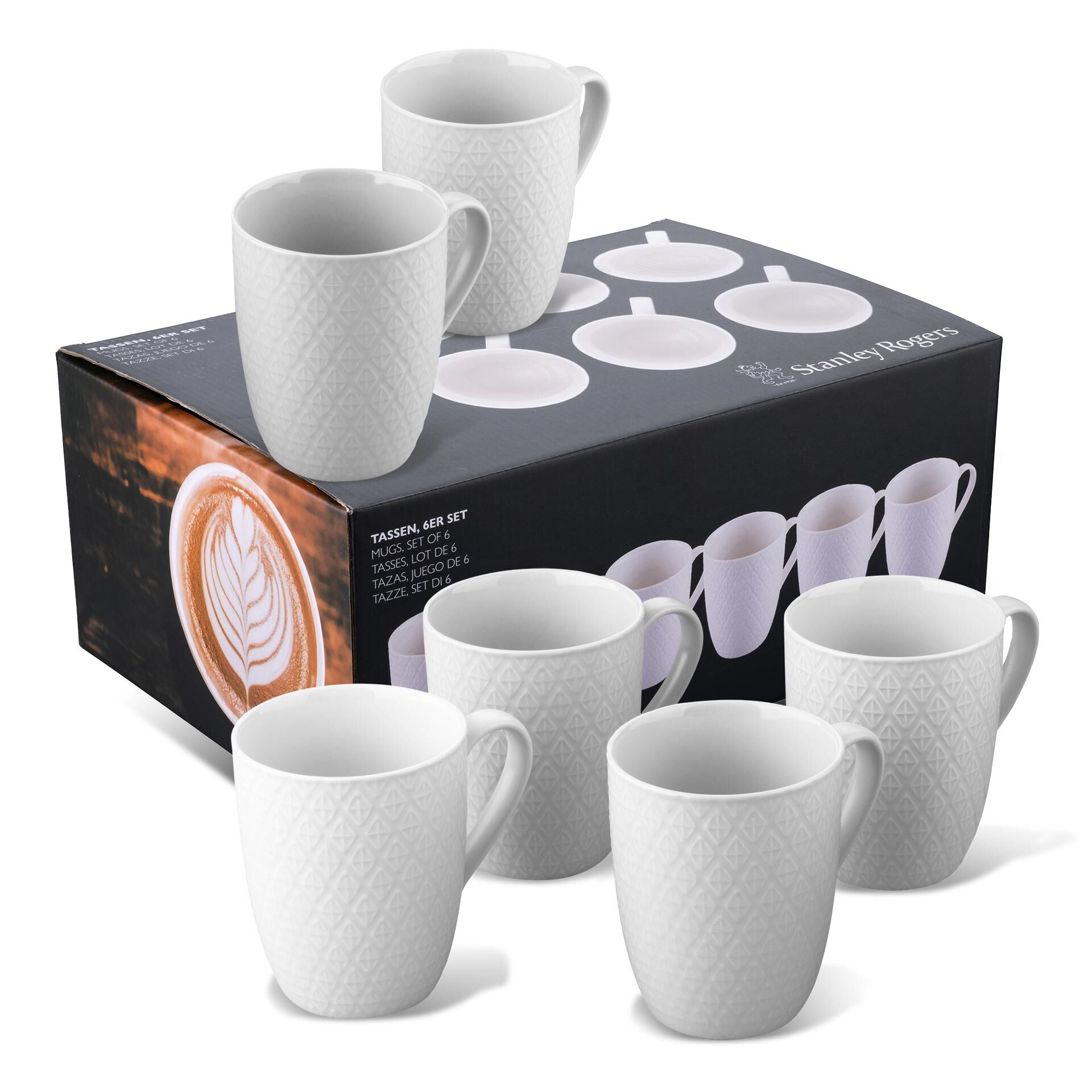 Kaffekopper hvit 340 ml 6-delt sett - Stanley Rogers forfra