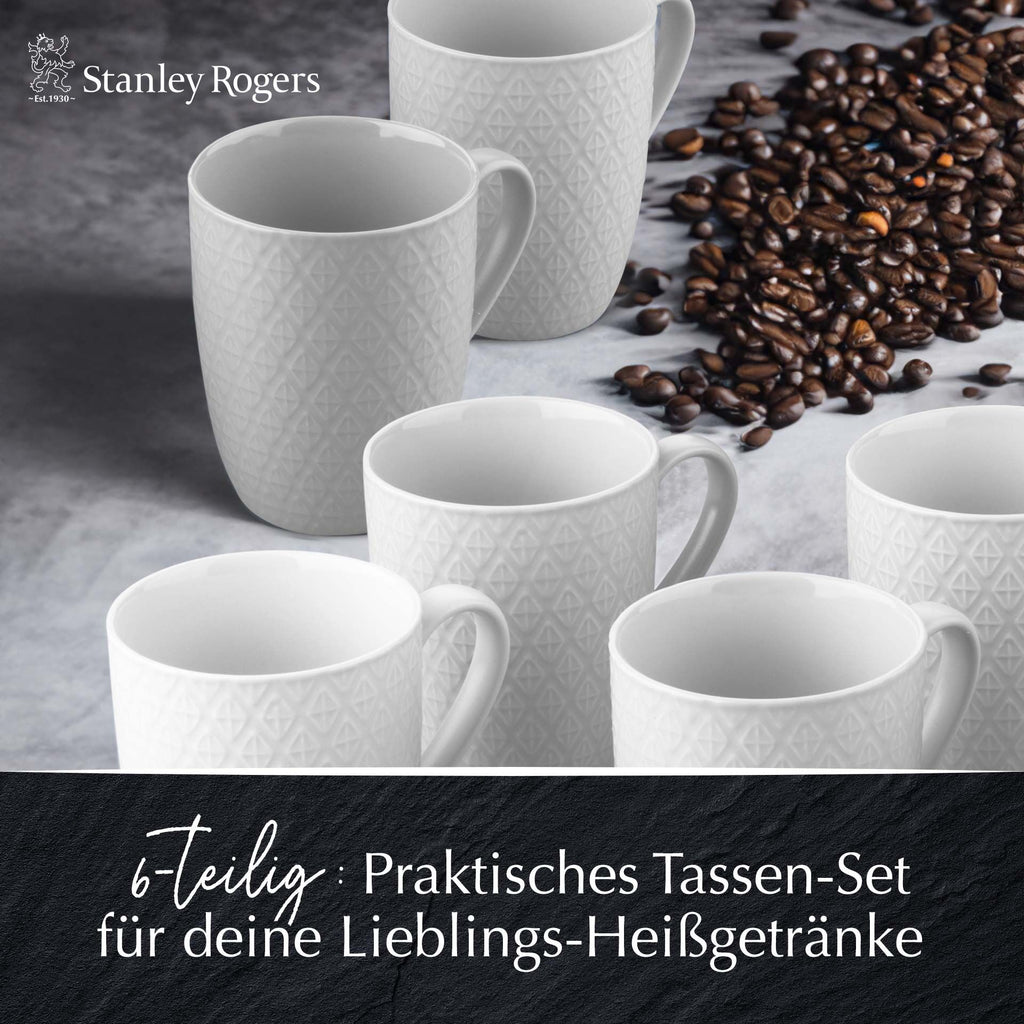 Kaffekopper hvit 340 ml 6-delt sett - Stanley Rogers sett med seks kopper