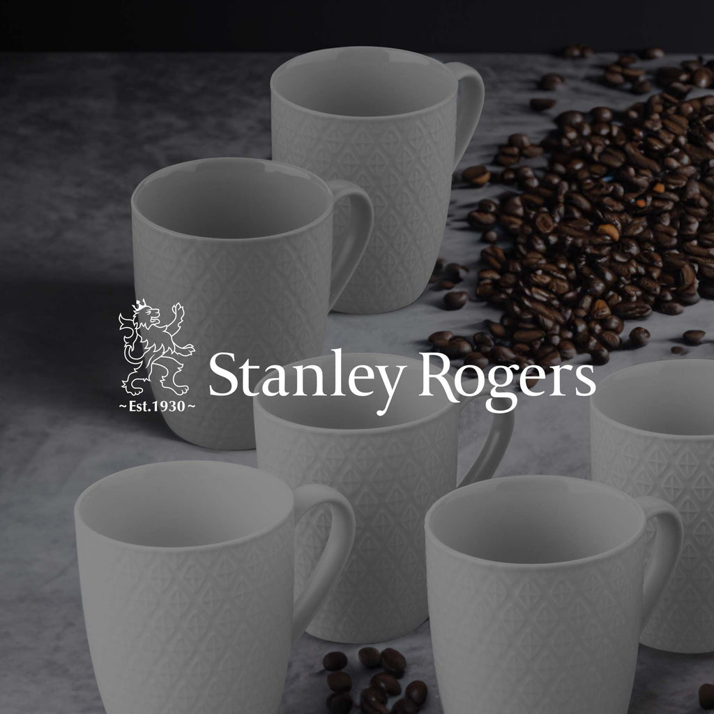 Kaffekopper hvit 340 ml 6-delt sett - Stanley Rogers i bruk på bord
