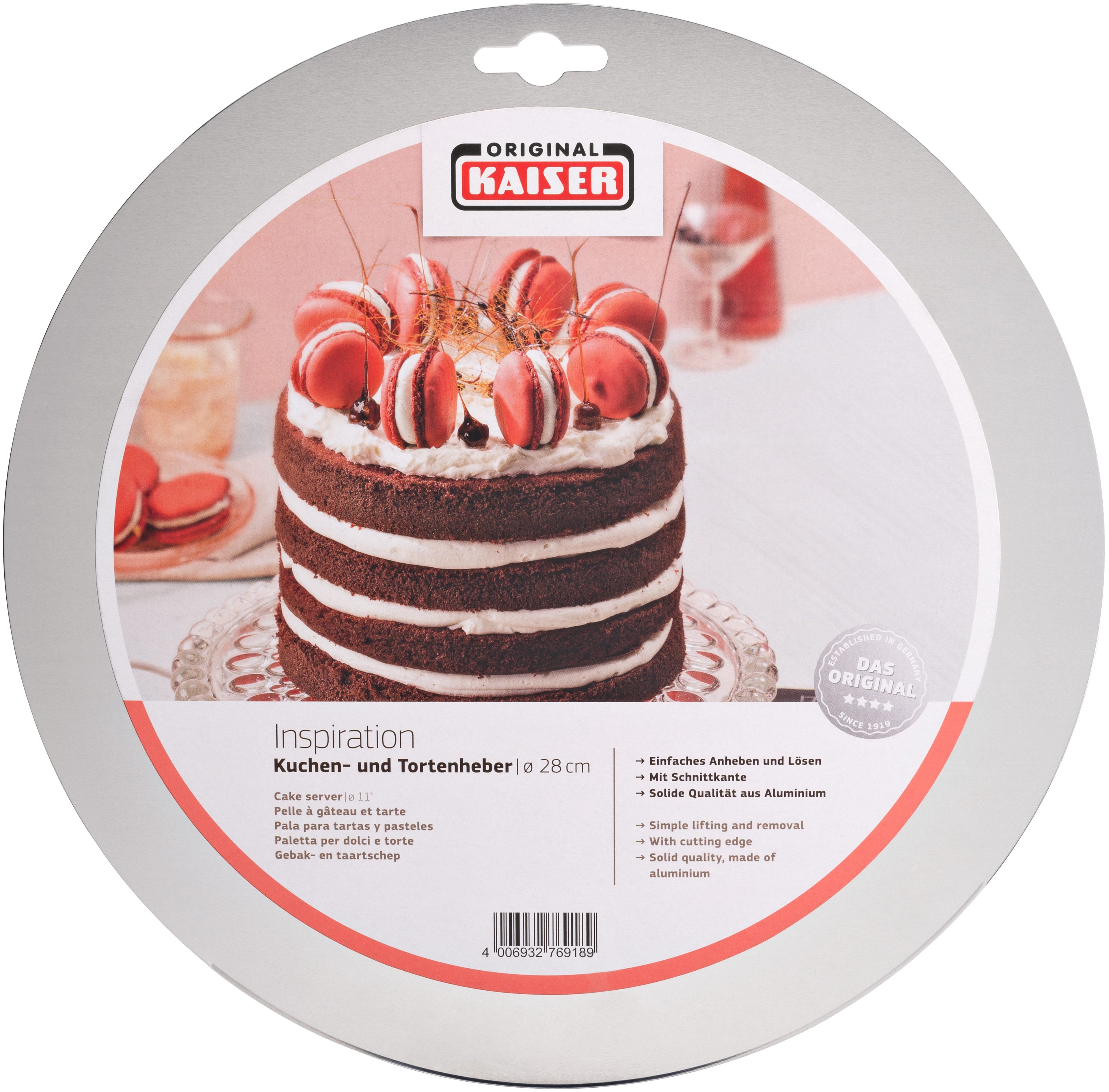 Detalj av skjærekant på Kake- og kakespade aluminium 28 cm fra KAISER