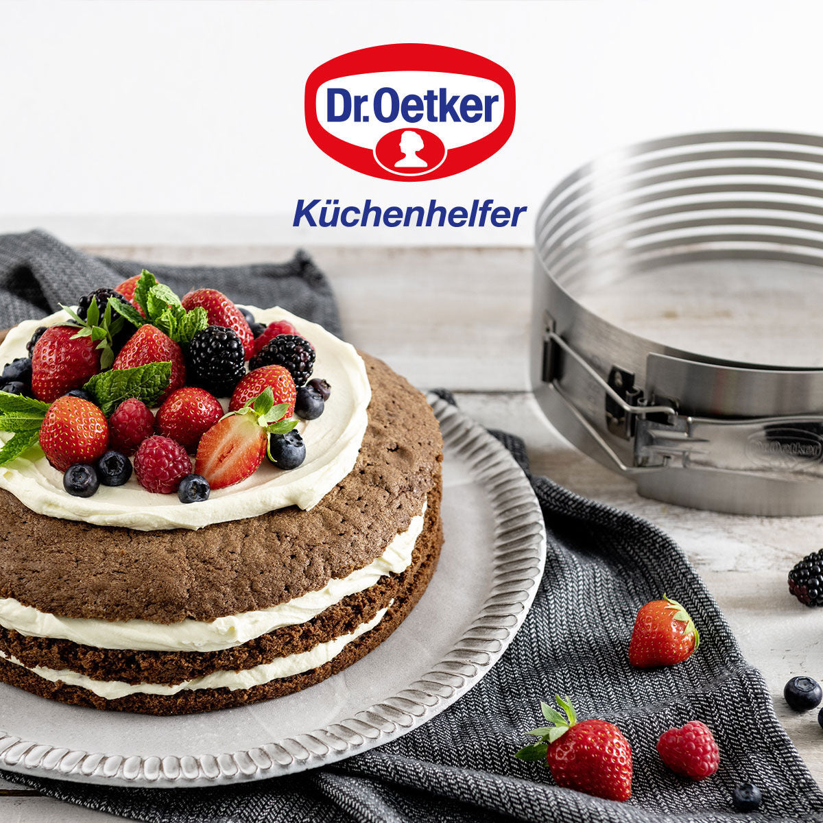 Pakking av kakebunnskjærer med kakekniv rustfritt stål Dr. Oetker