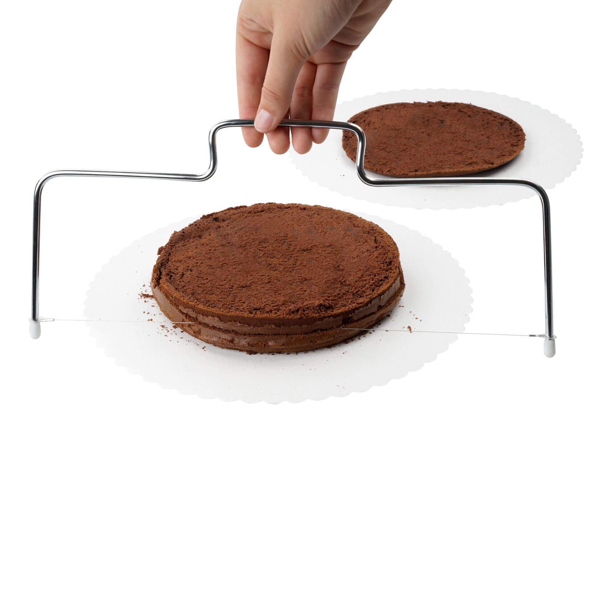 Bruk av Kakebunnskutter 34 cm med skjæretråd rustfritt stål Zenker på kake