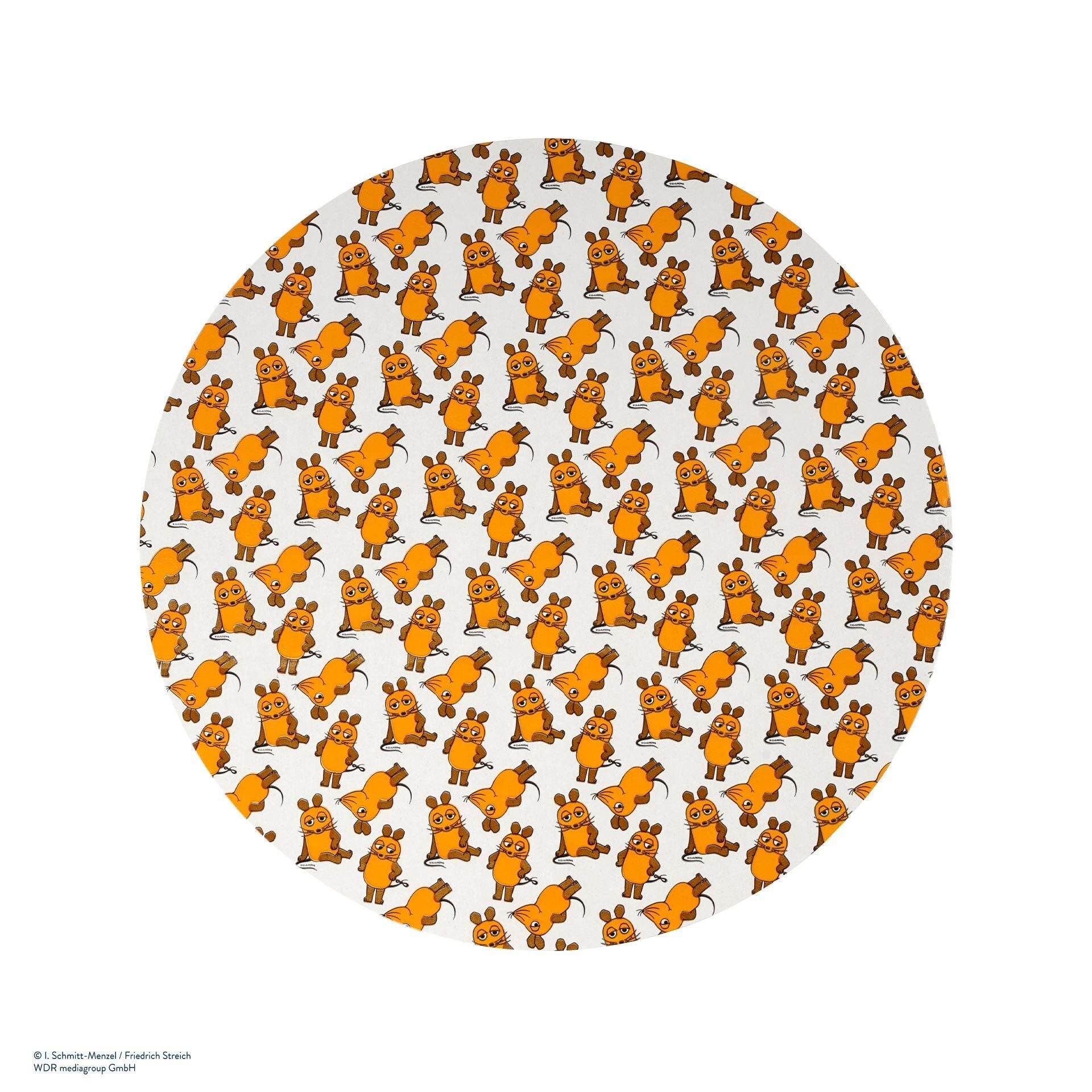 Kakefat papp med "Die Maus"-motiv Ø28 cm bakside