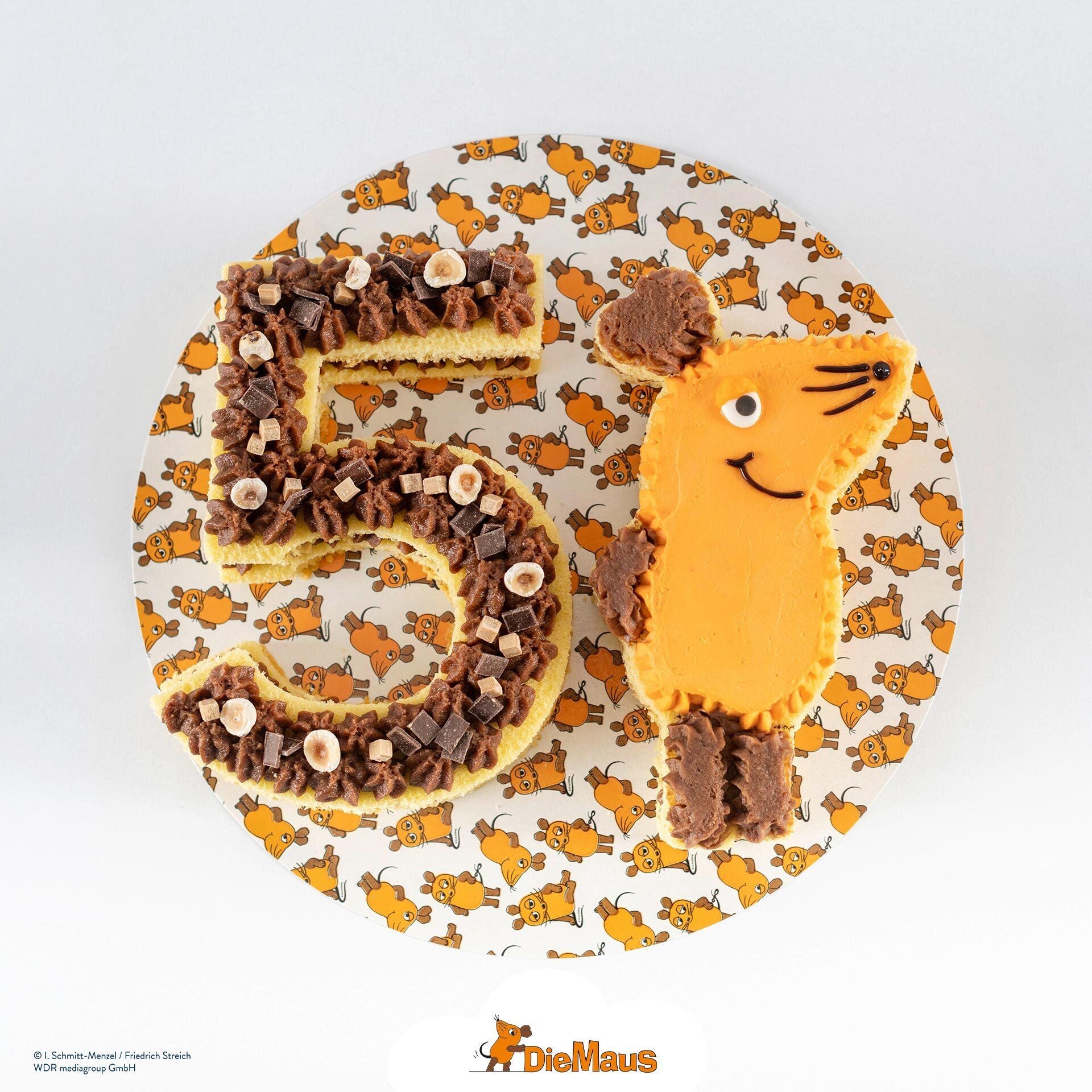 Montert kakefat papp med "Die Maus"-motiv Ø28 cm