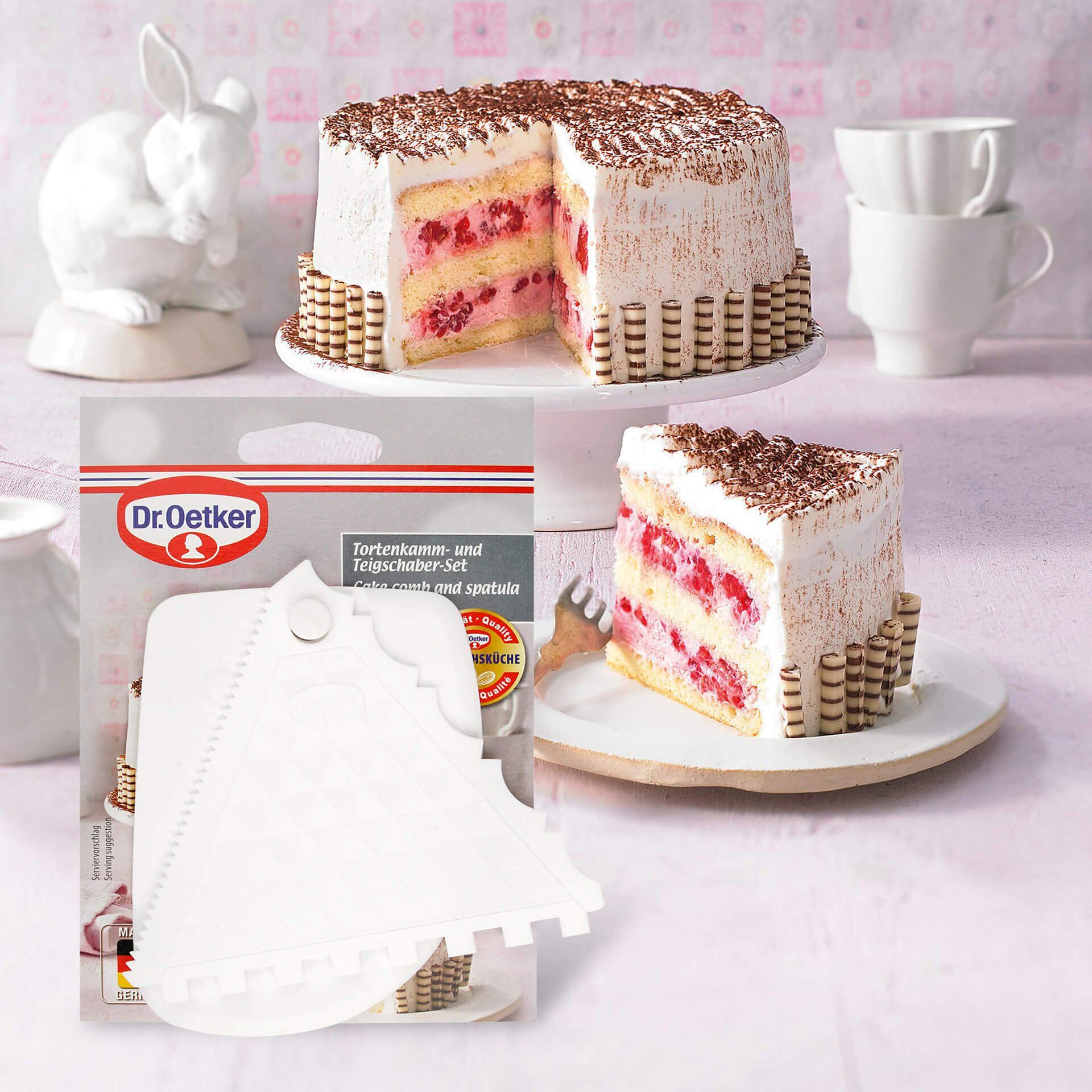 Kakekam og deigskraper 2-delt plast Dr. Oetker bakside