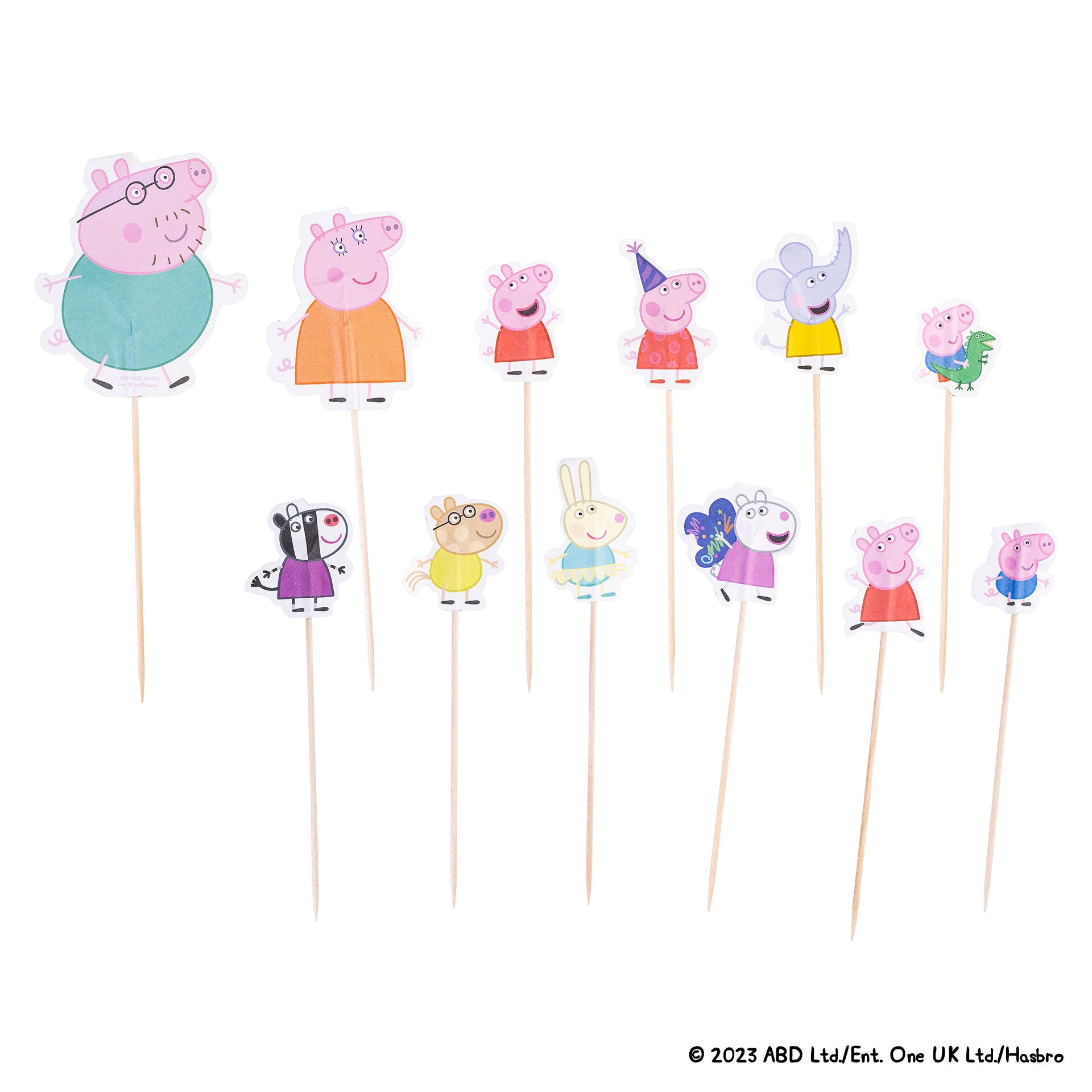 Kakepynt Peppa Pig partypicks bjørketre 24 stk. forfra