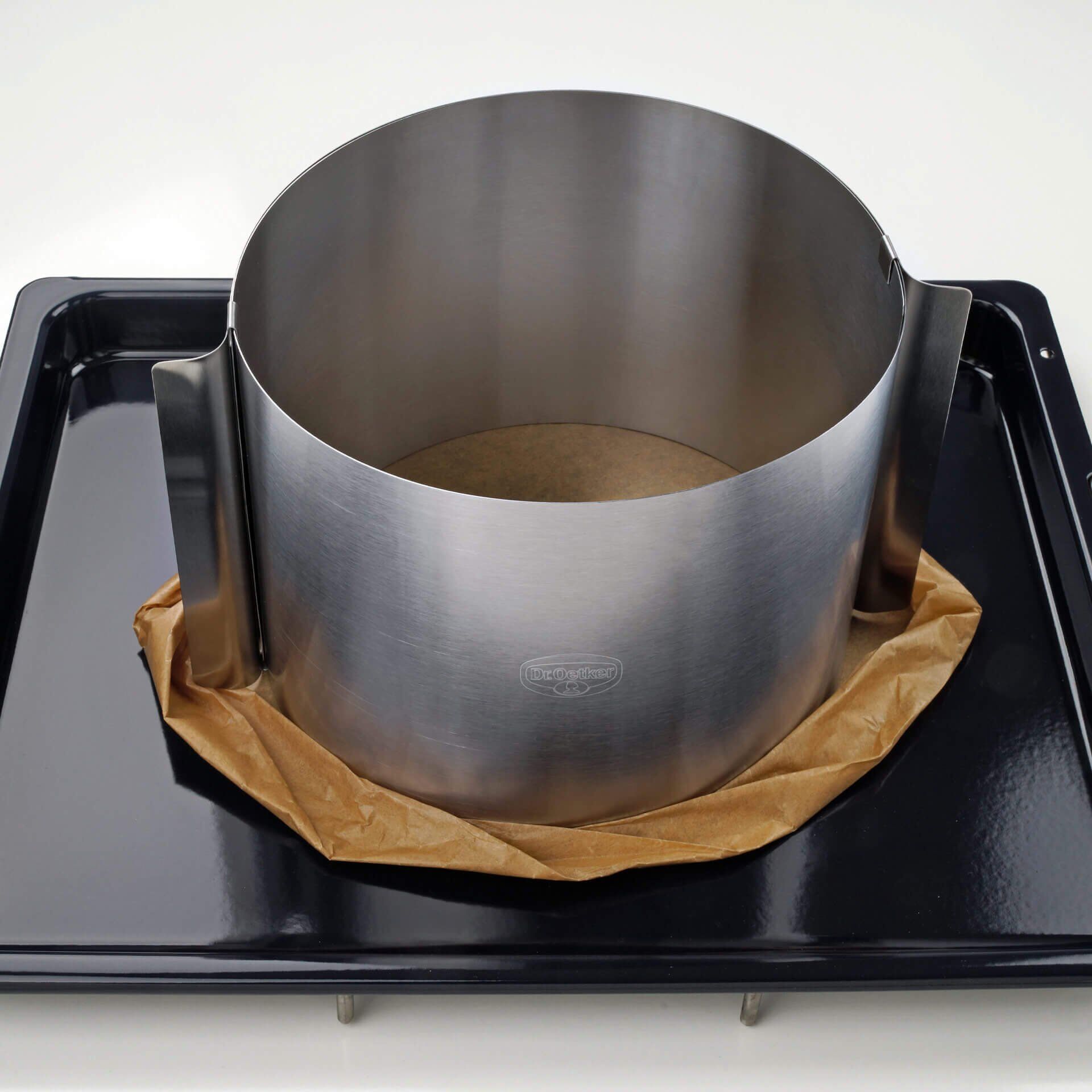 Kakering justerbar 16-30 cm ekstra høy 15 cm rustfritt stål i bruk