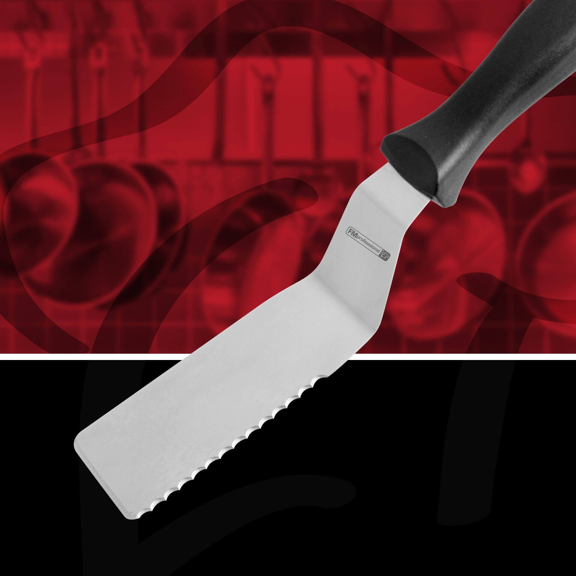 Kakespade med skjærefunksjon 29,5 cm rustfritt stål fra FMprofessional bakside