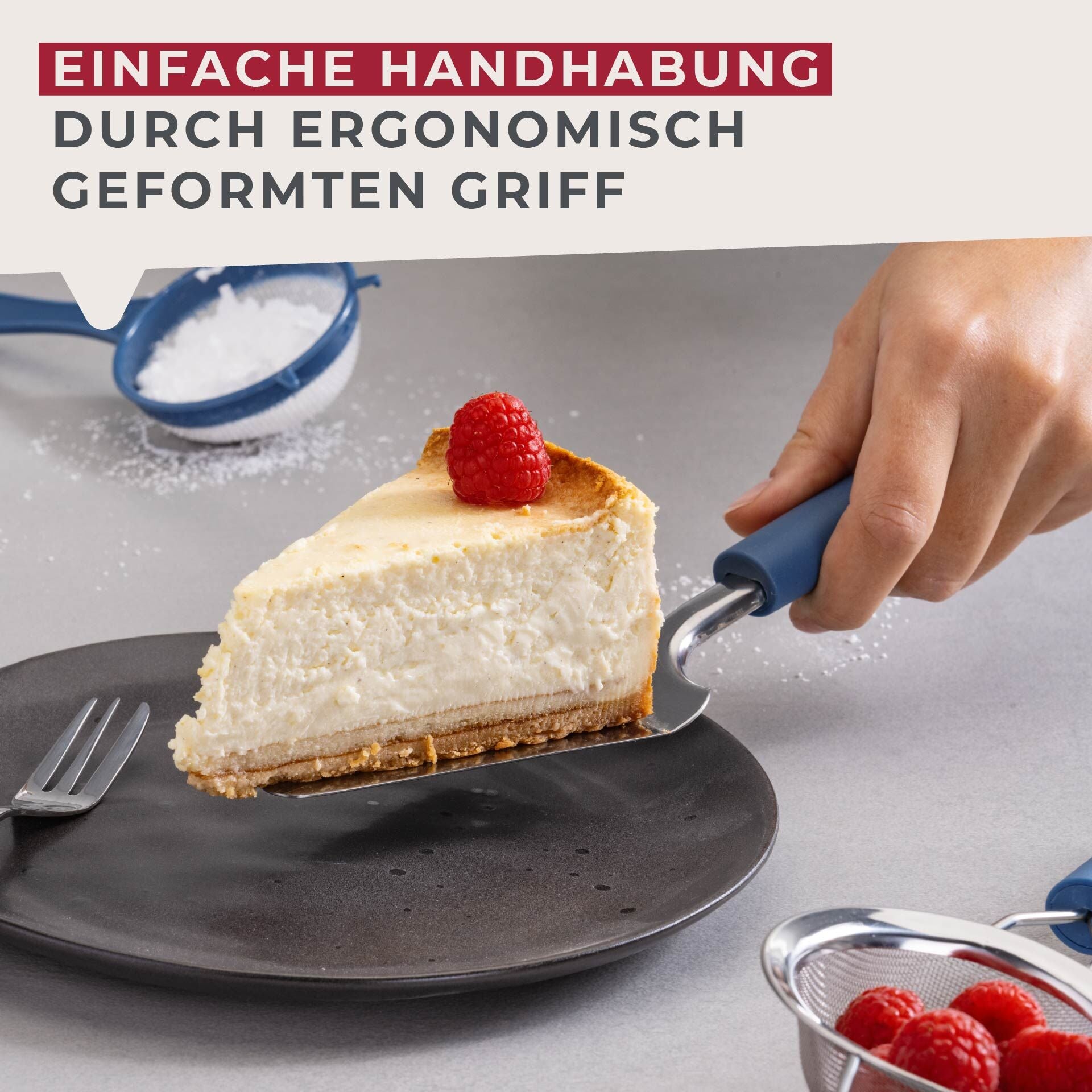 Kakespade rustfritt stål blå 28 cm - Fackelmann brukt til kakeservering