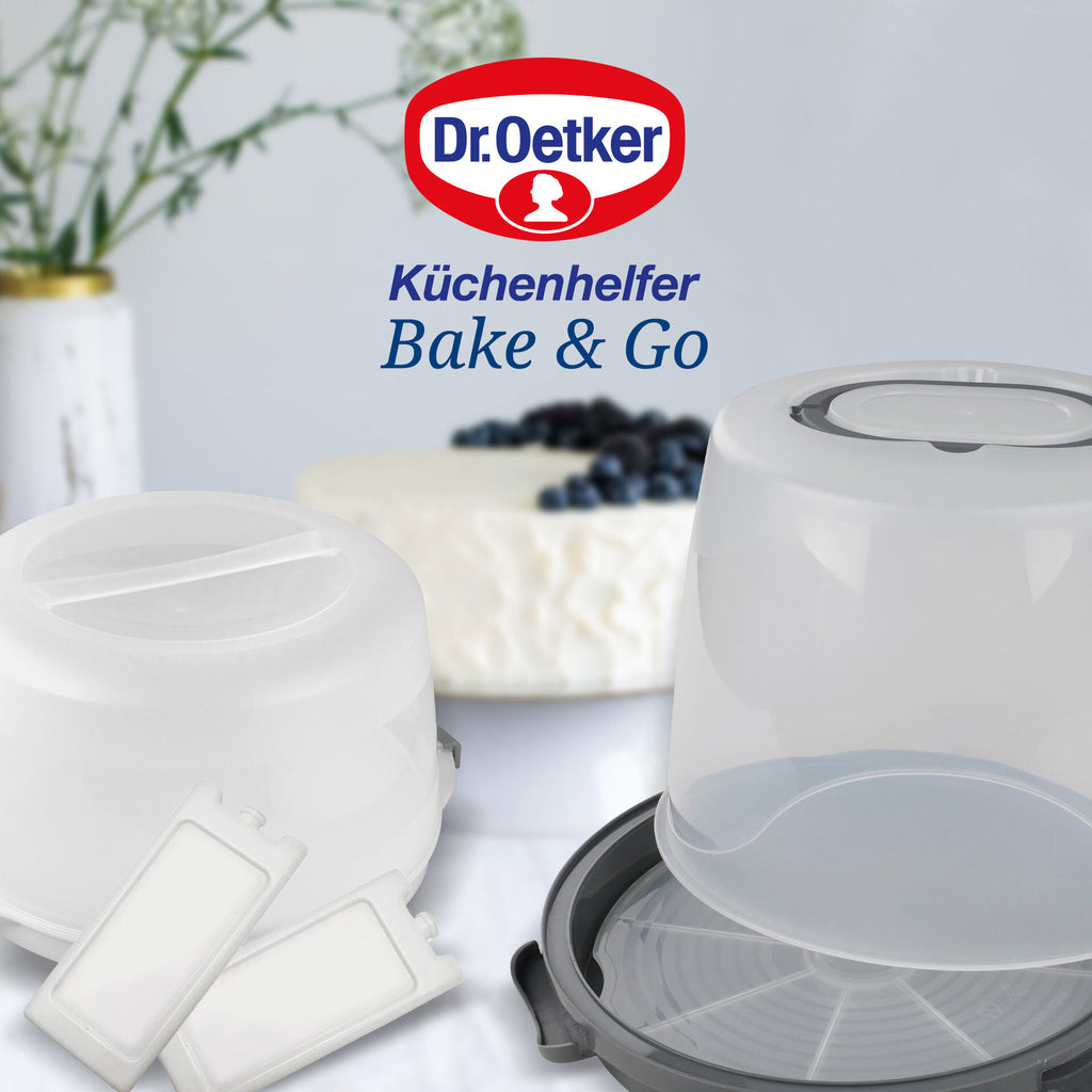 Kaketransportboks Bake & Go Ø38,5 cm med kjølefelt i bruk