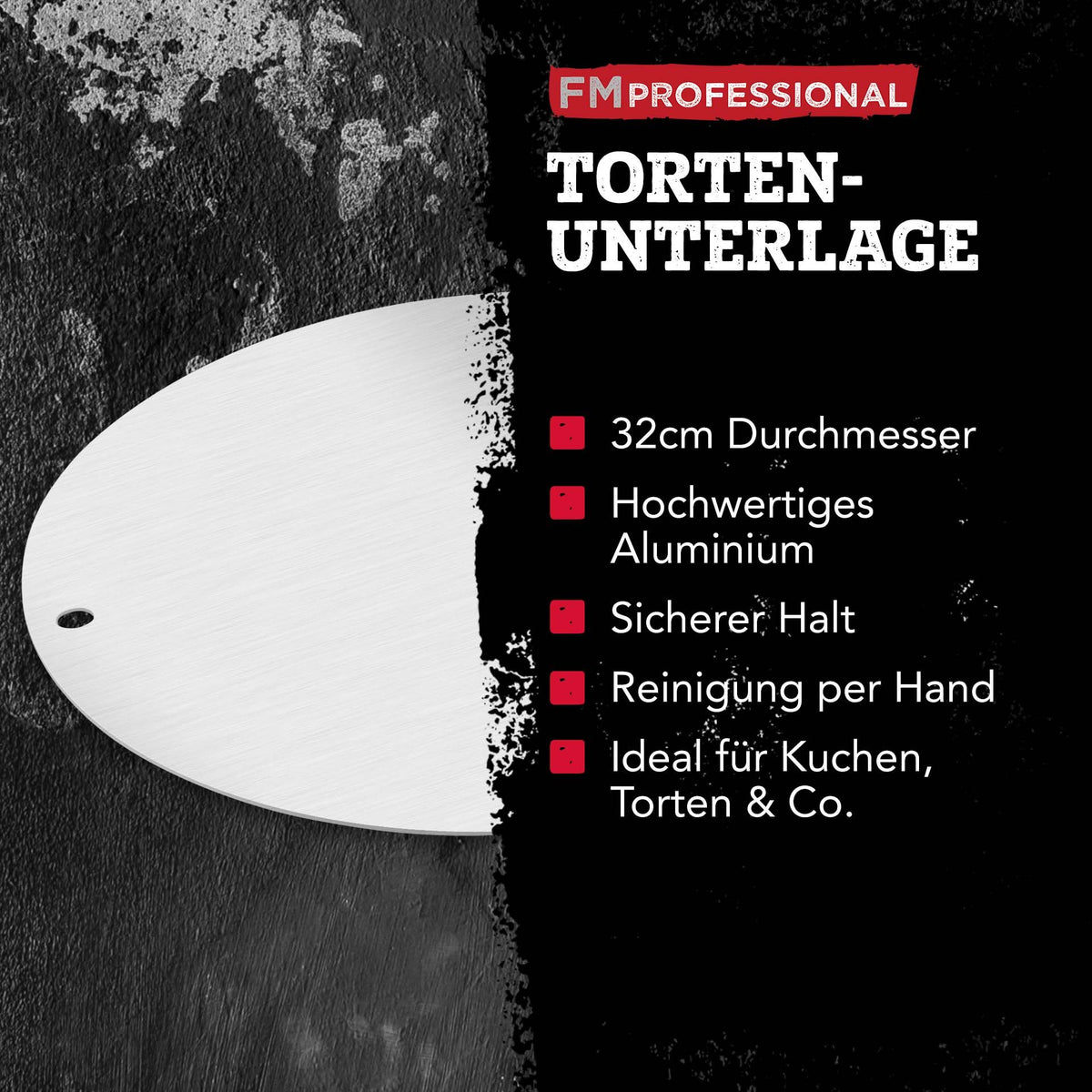 Kakeunderlag aluminium Ø32 cm gjenbrukbart - FMprofessional sett fra baksiden