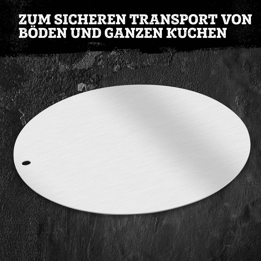 Kakeunderlag aluminium Ø32 cm gjenbrukbart - FMprofessional med terte på toppen