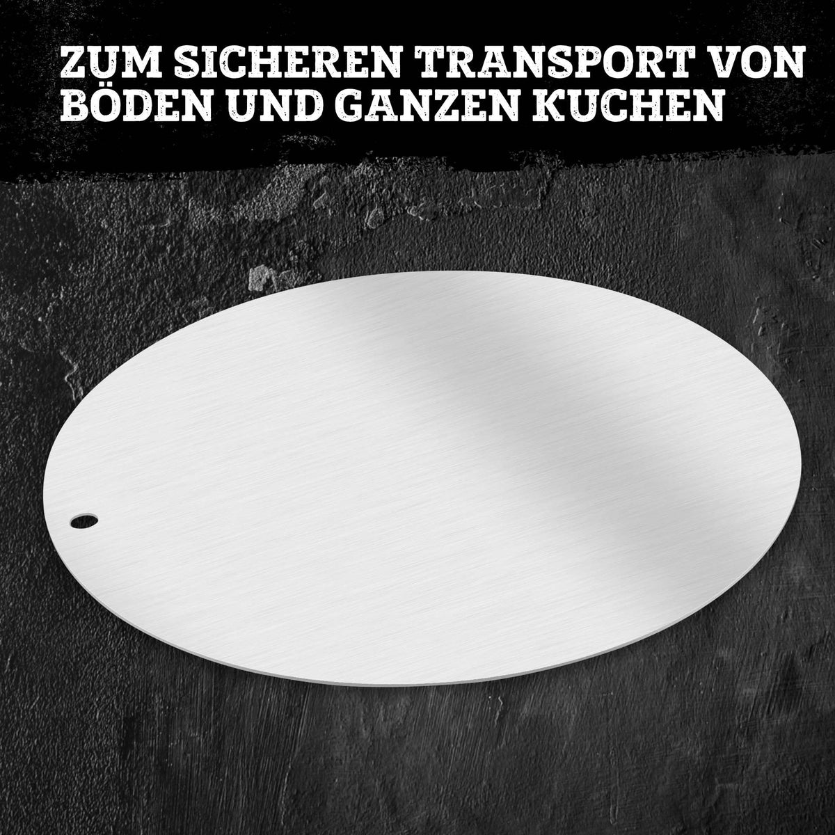 Kakeunderlag aluminium Ø32 cm gjenbrukbart - FMprofessional med terte på toppen