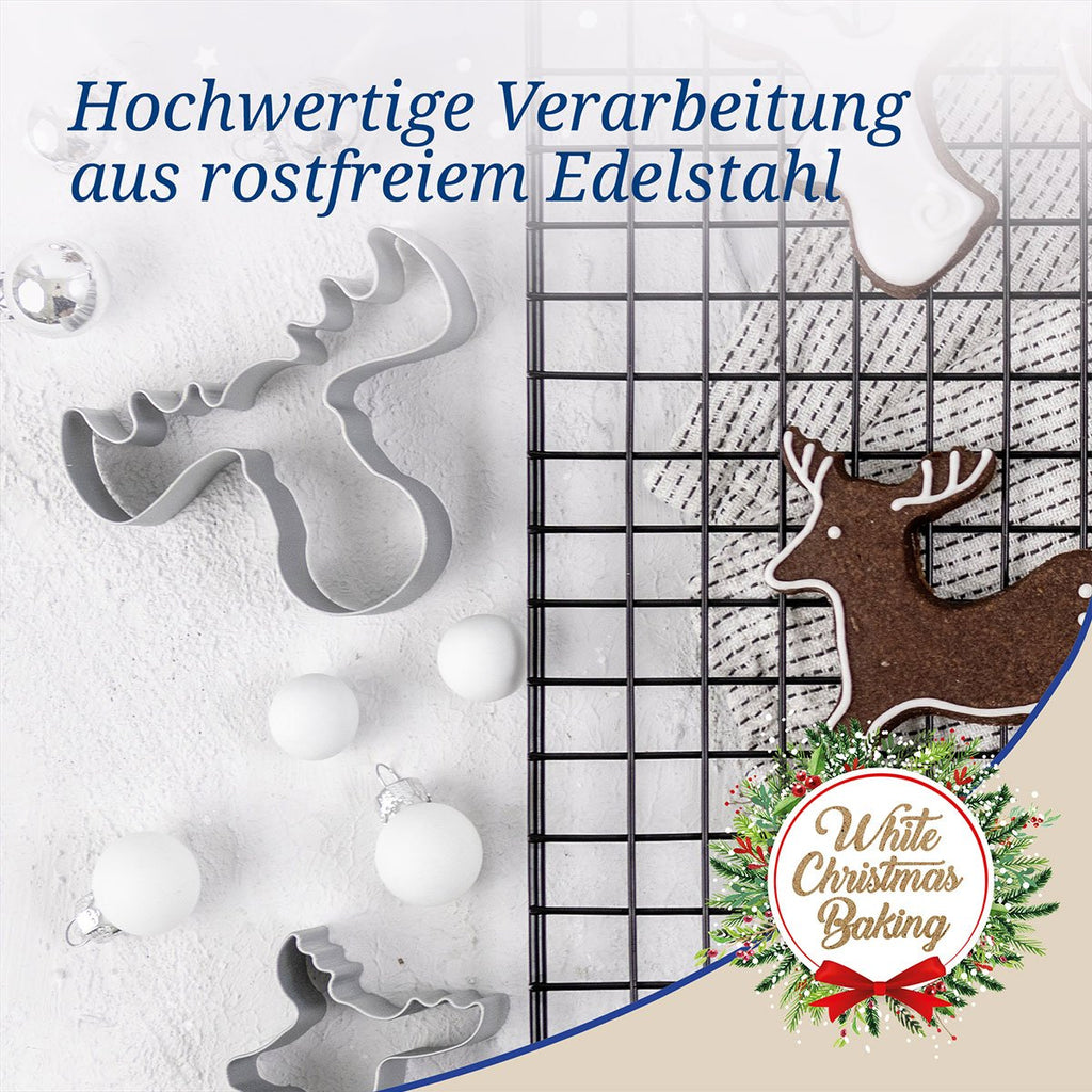 Kakeutstikkere hjort og elg rustfritt stål 3-delt brukt i baking