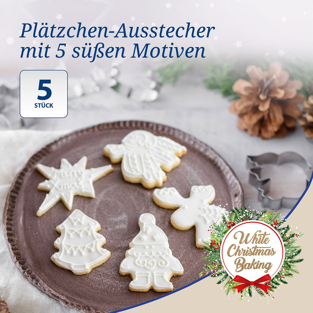 Kakeutstikkere jul rustfritt stål 5-delt - Dr. Oetker montert