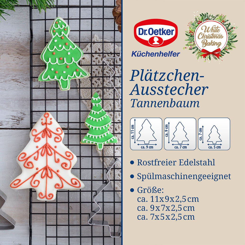 Kakeutstikkere juletre rustfritt stål 3-delt nærbilde