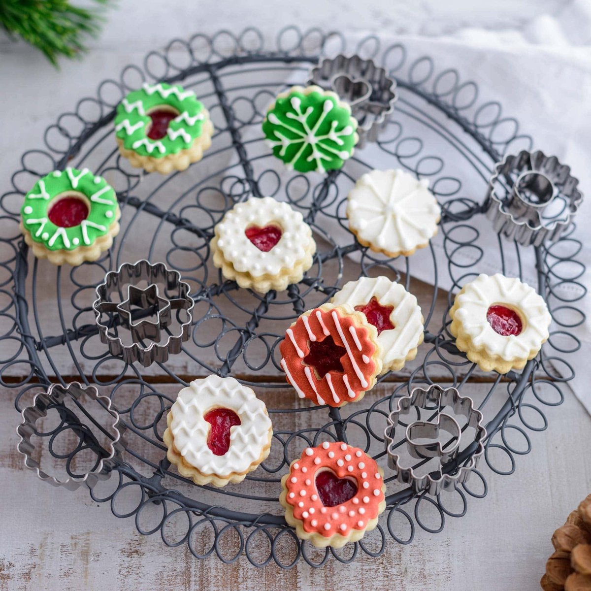 Kakeutstikkere Linzer rustfritt stål Ø3,5 cm 5-delt bakside