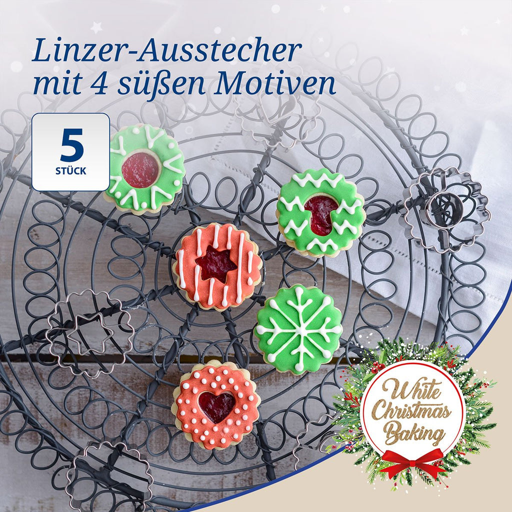 Nærbilde av Kakeutstikkere Linzer rustfritt stål Ø3,5 cm 5-delt