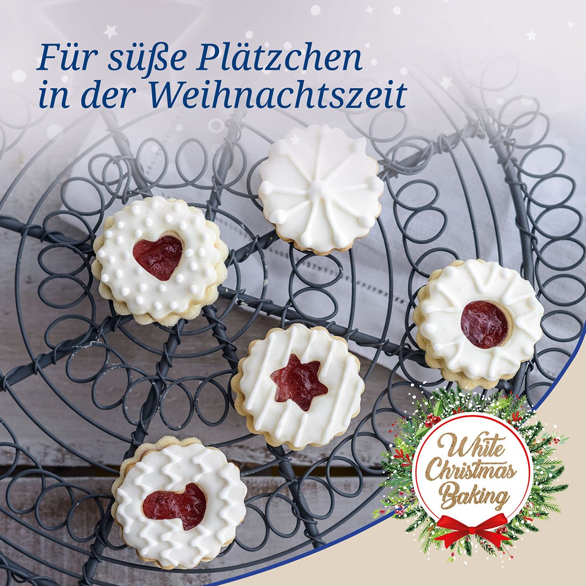 Kakeutstikkere Linzer rustfritt stål Ø3,5 cm 5-delt montert på brett