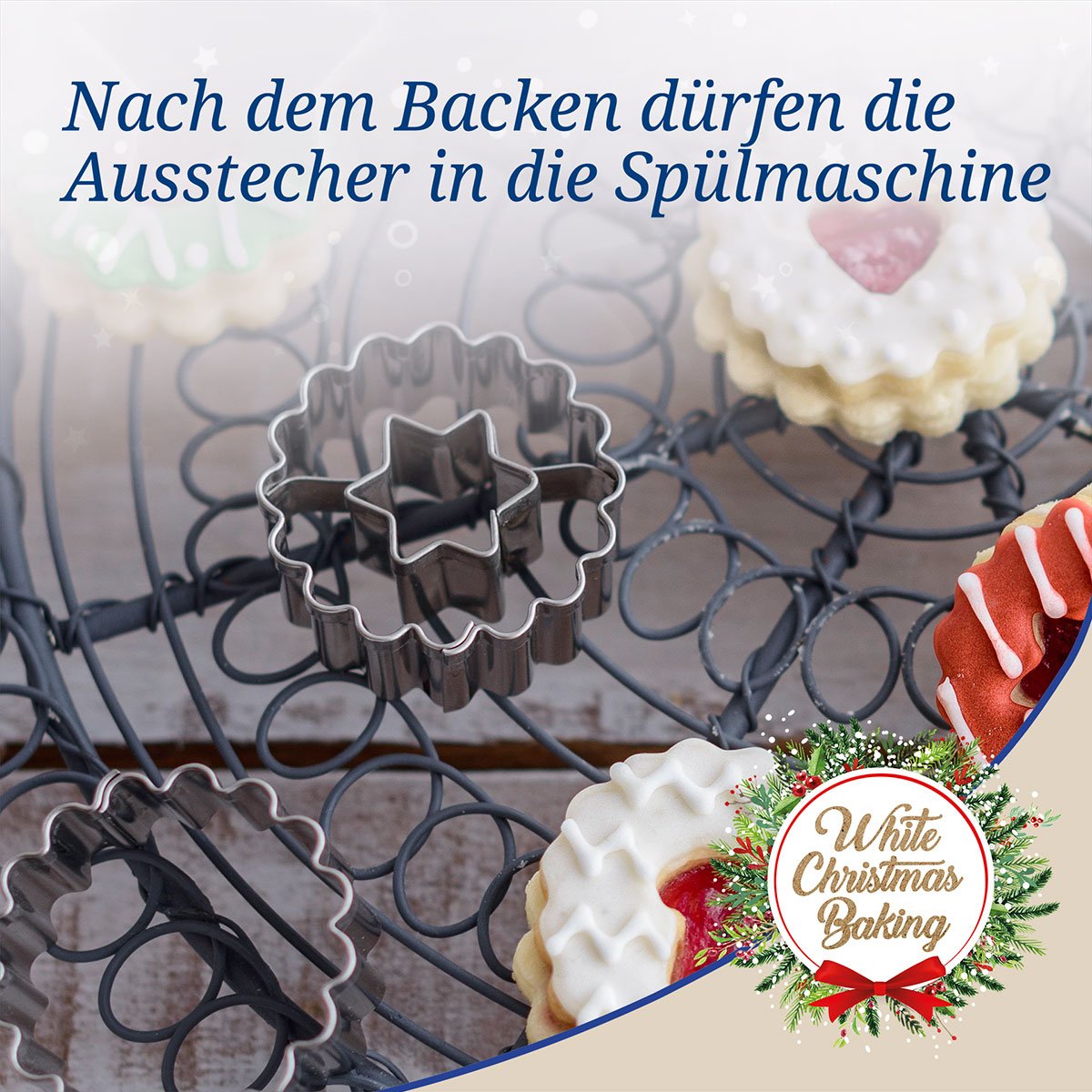 Kakeutstikkere Linzer rustfritt stål Ø3,5 cm 5-delt motiv hjerte