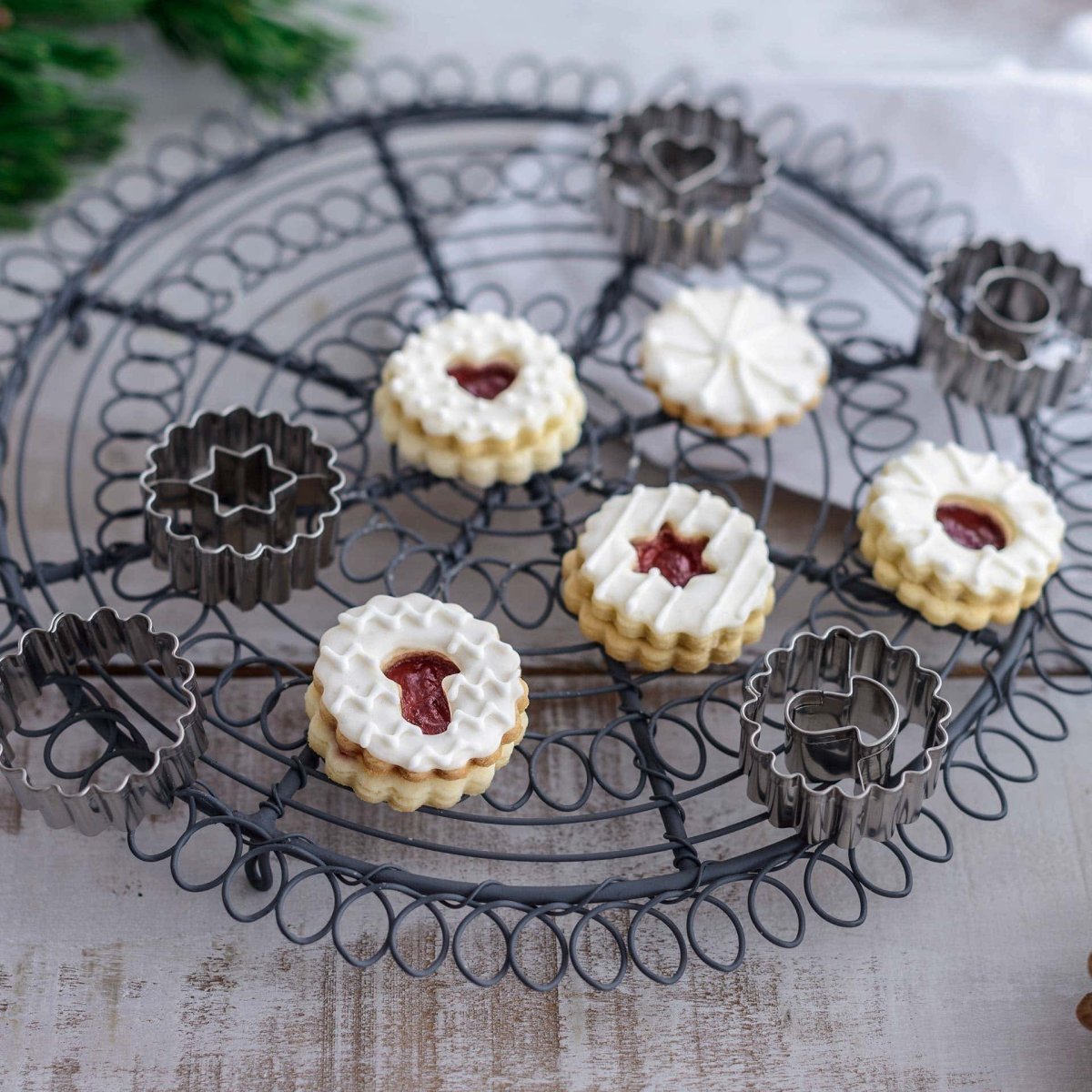 Kakeutstikkere Linzer rustfritt stål Ø3,5 cm 5-delt motiv sopp